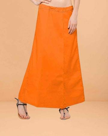 Pure Cotton Readymade Inskirt Saree Petticoat for Women's | Plain Solid Indian Readymade Inskirt Saree | Peticote Innerwear for Women Saree Petticoats - Light orange