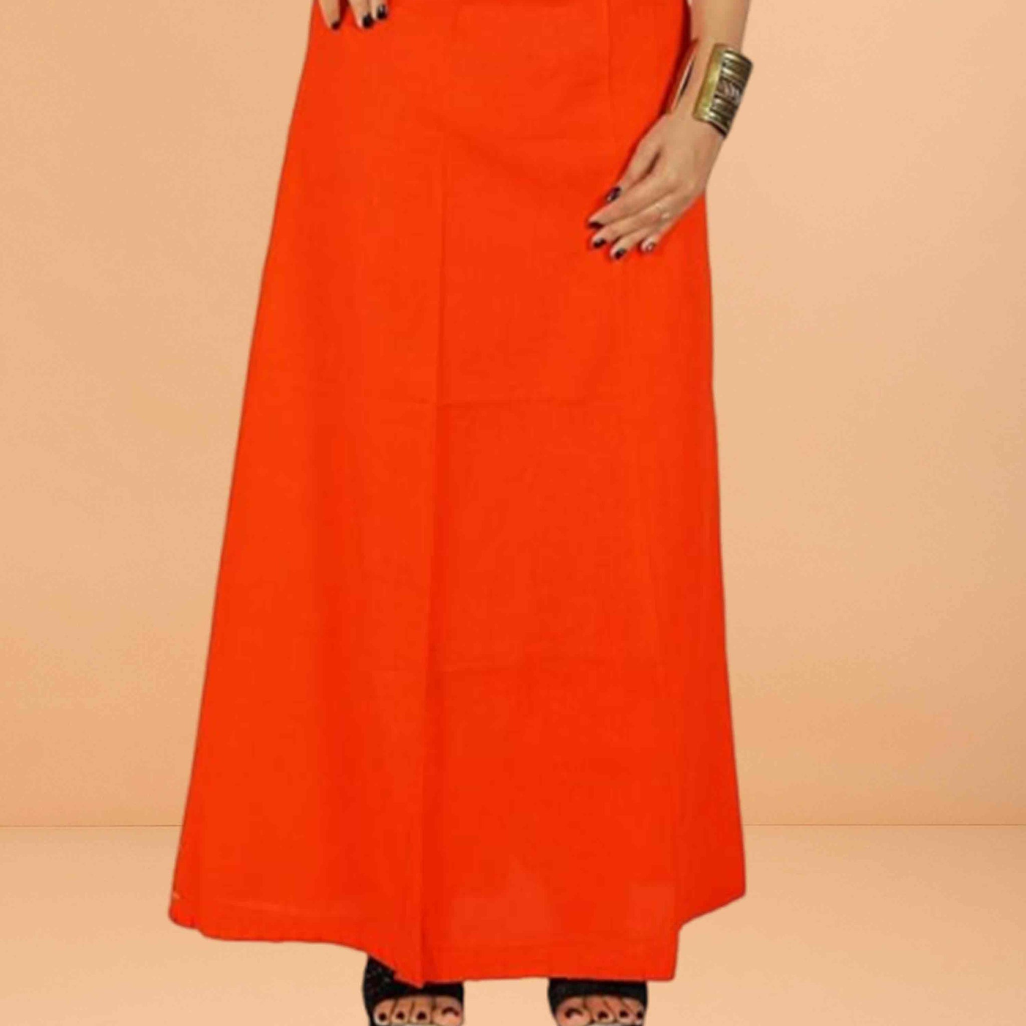 Pure Cotton Readymade Inskirt Saree Petticoat for Women's | Plain Solid Indian Readymade Inskirt Saree | Peticote Innerwear for Women Saree Petticoats - orange