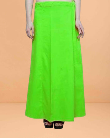 Pure Cotton Readymade Inskirt Saree Petticoat for Women's | Plain Solid Indian Readymade Inskirt Saree | Peticote Innerwear for Women Saree Petticoats - Parrot green