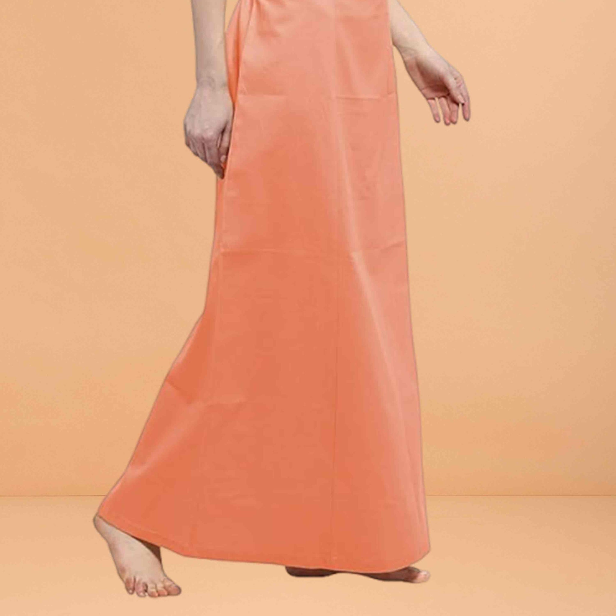 Pure Cotton Readymade Inskirt Saree Petticoat for Women's | Plain Solid Indian Readymade Inskirt Saree | Peticote Innerwear for Women Saree Petticoats - Peach