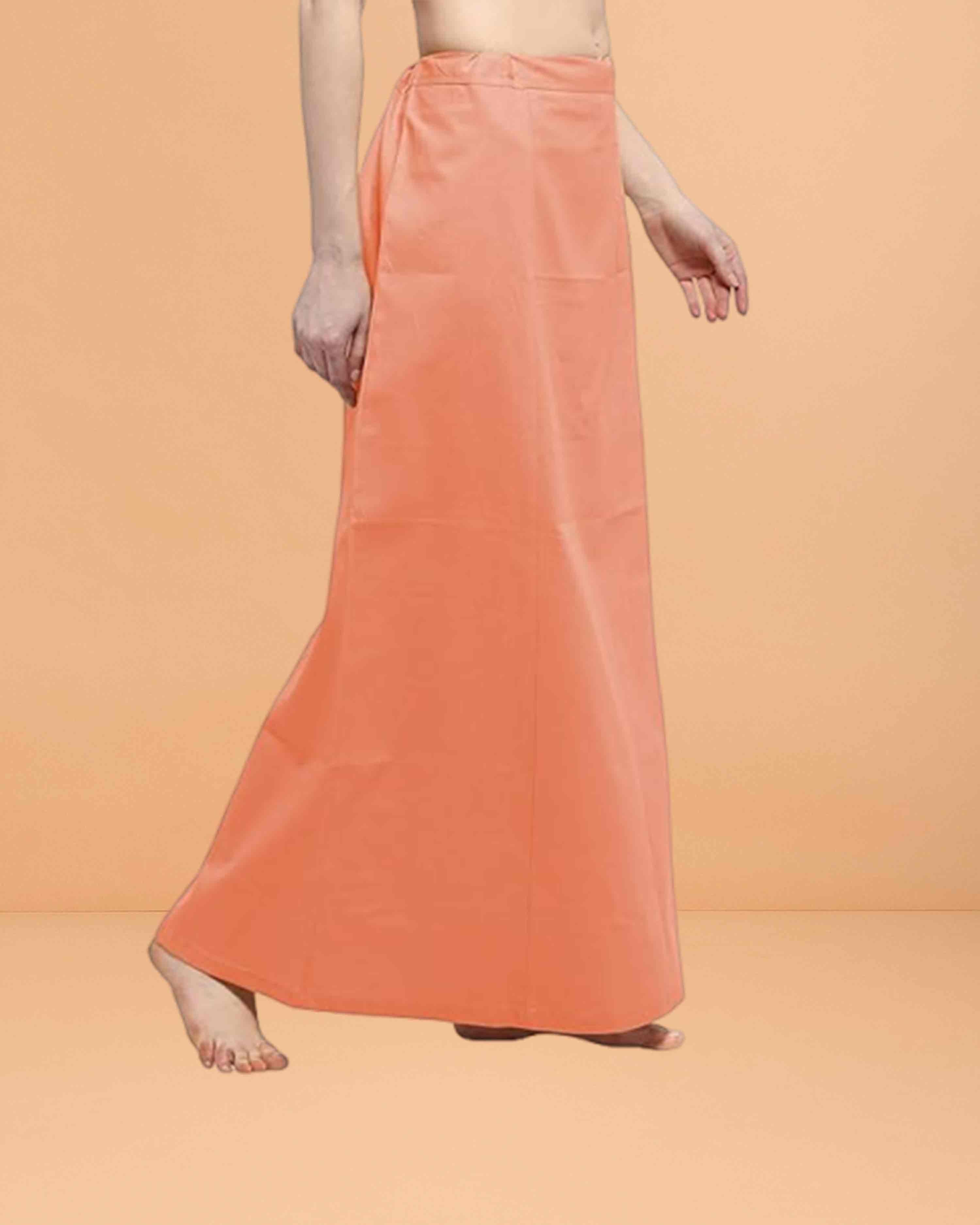 Pure Cotton Readymade Inskirt Saree Petticoat for Women's | Plain Solid Indian Readymade Inskirt Saree | Peticote Innerwear for Women Saree Petticoats - Peach