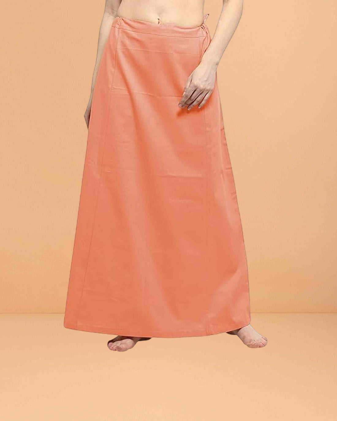 Pure Cotton Readymade Inskirt Saree Petticoat for Women's | Plain Solid Indian Readymade Inskirt Saree | Peticote Innerwear for Women Saree Petticoats - Peach
