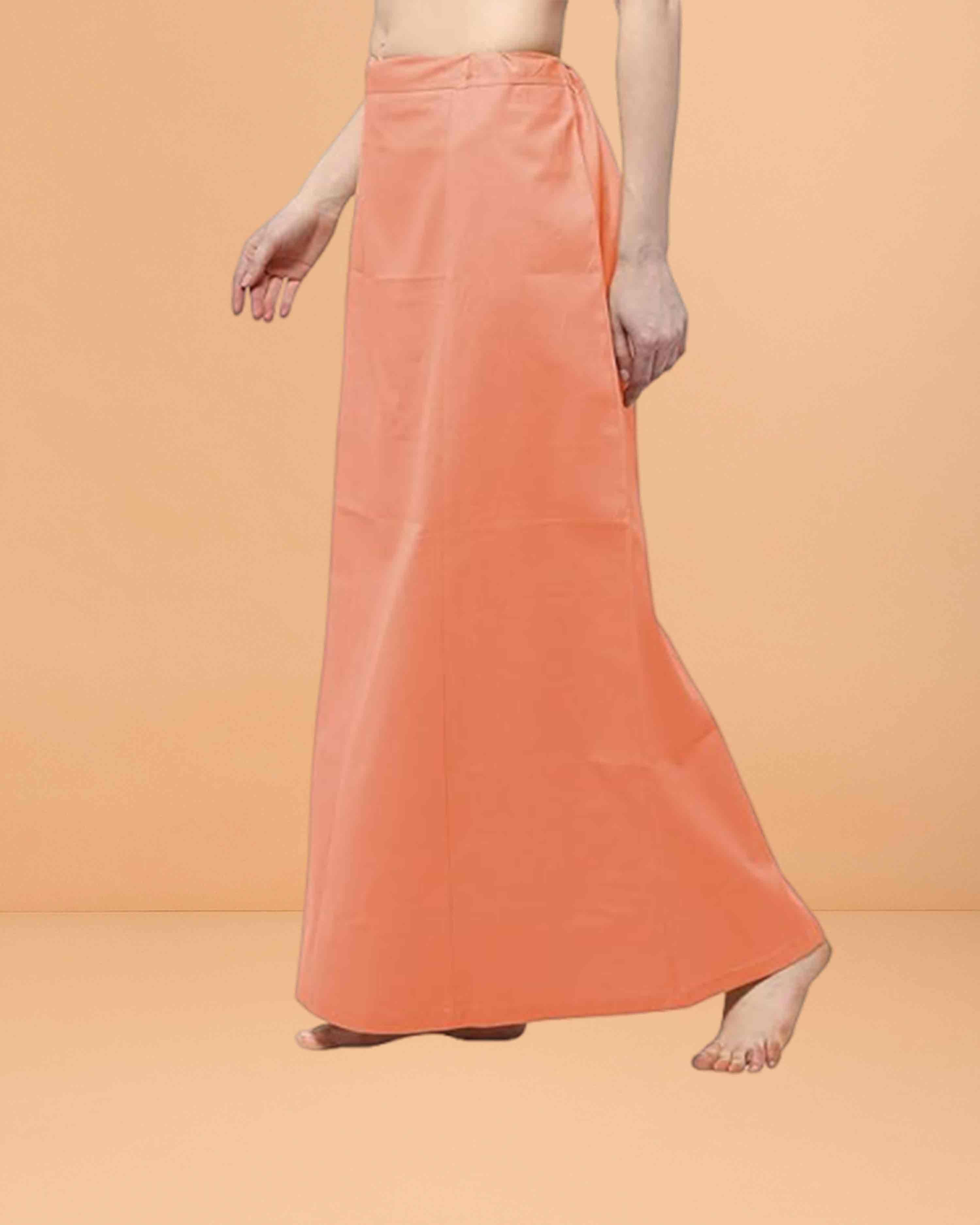 Pure Cotton Readymade Inskirt Saree Petticoat for Women's | Plain Solid Indian Readymade Inskirt Saree | Peticote Innerwear for Women Saree Petticoats - Peach