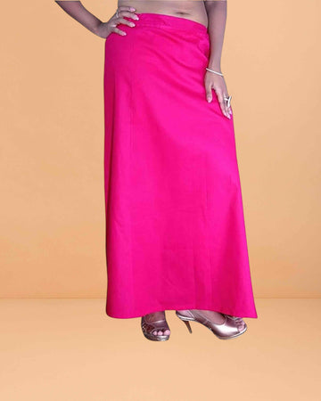 Pure Cotton Readymade Inskirt Saree Petticoat for Women's | Plain Solid Indian Readymade Inskirt Saree | Peticote Innerwear for Women Saree Petticoats - Pink