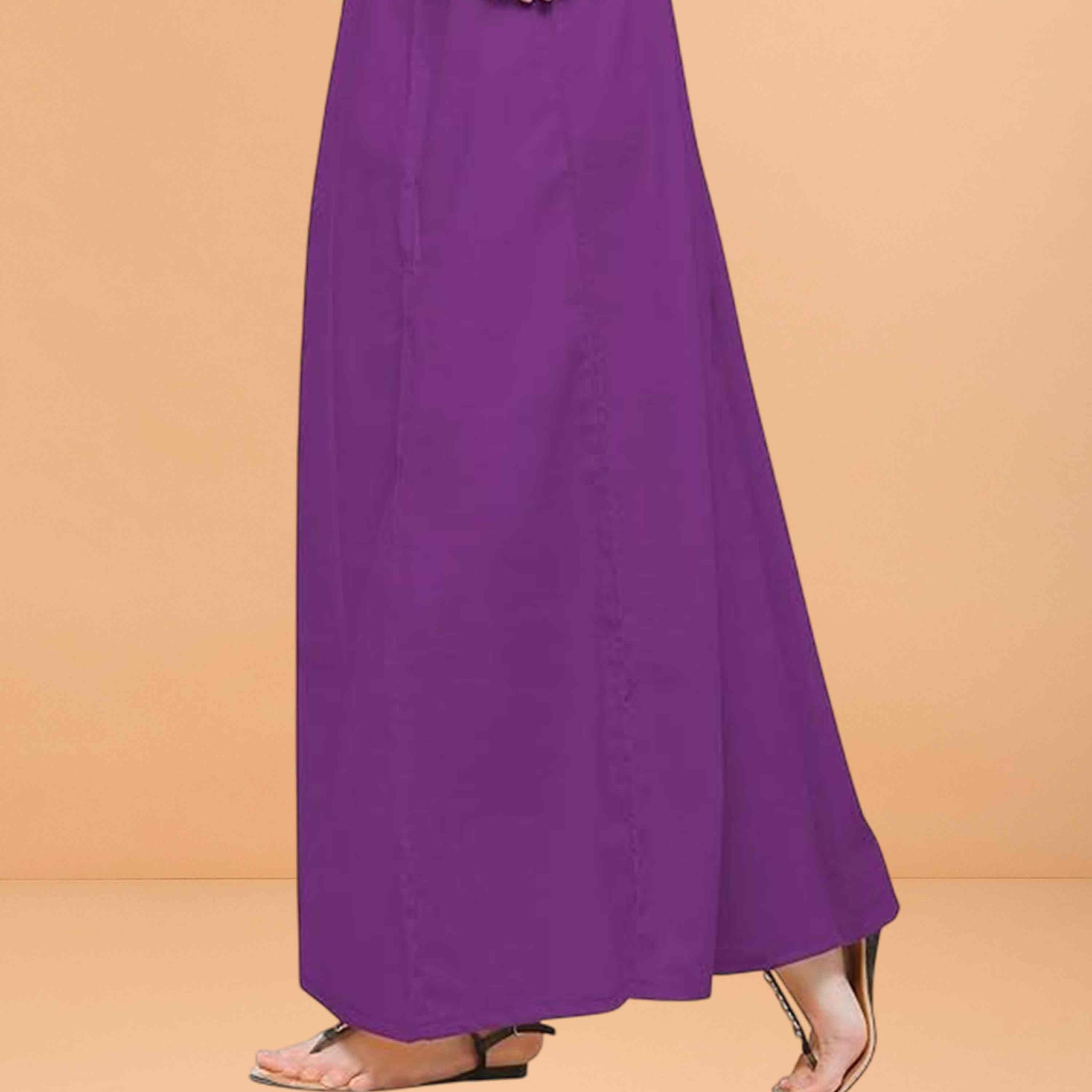 Pure Cotton Readymade Inskirt Saree Petticoat for Women's | Plain Solid Indian Readymade Inskirt Saree | Peticote Innerwear for Women Saree Petticoats - Purple
