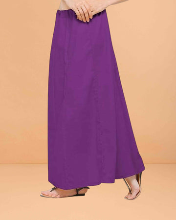 Pure Cotton Readymade Inskirt Saree Petticoat for Women's | Plain Solid Indian Readymade Inskirt Saree | Peticote Innerwear for Women Saree Petticoats - Purple