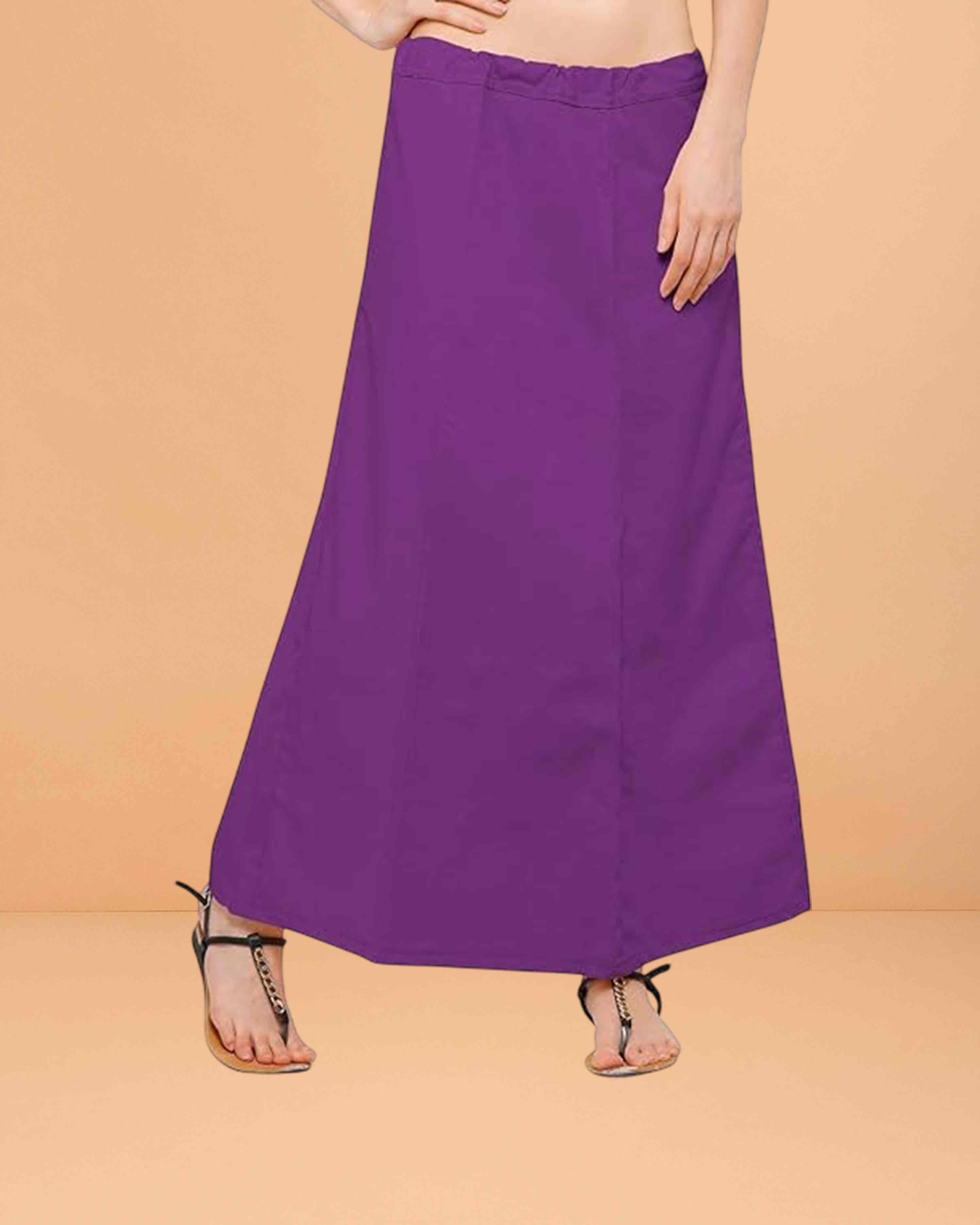 Pure Cotton Readymade Inskirt Saree Petticoat for Women's | Plain Solid Indian Readymade Inskirt Saree | Peticote Innerwear for Women Saree Petticoats - Purple