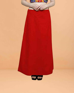 Pure Cotton Readymade Inskirt Saree Petticoat for Women's | Plain Solid Indian Readymade Inskirt Saree | Peticote Innerwear for Women Saree Petticoats - Red