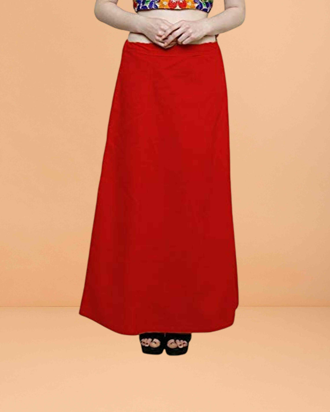 Pure Cotton Readymade Inskirt Saree Petticoat for Women's | Plain Solid Indian Readymade Inskirt Saree | Peticote Innerwear for Women Saree Petticoats - Red