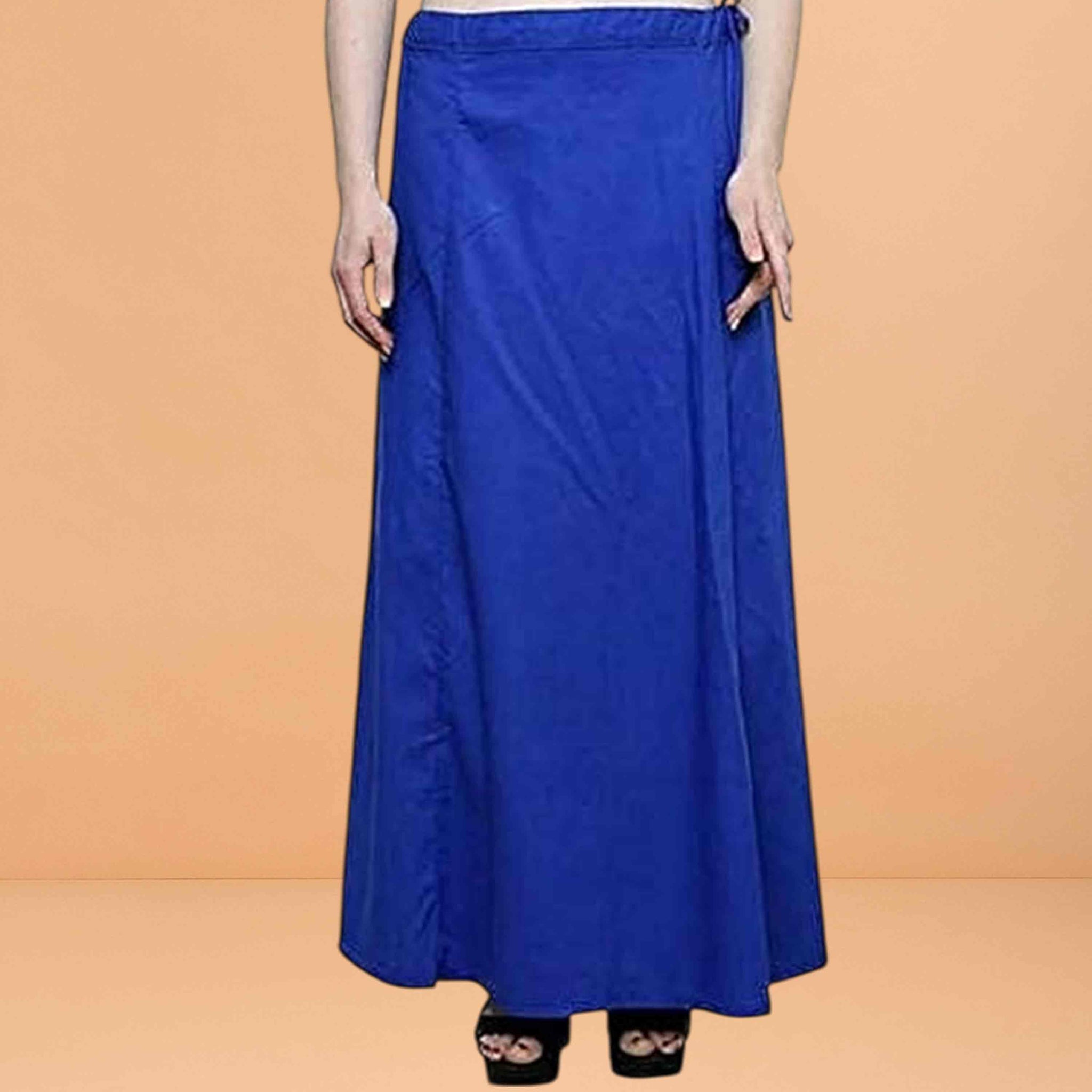 Pure Cotton Readymade Inskirt Saree Petticoat for Women's | Plain Solid Indian Readymade Inskirt Saree | Peticote Innerwear for Women Saree Petticoats - Royal blue