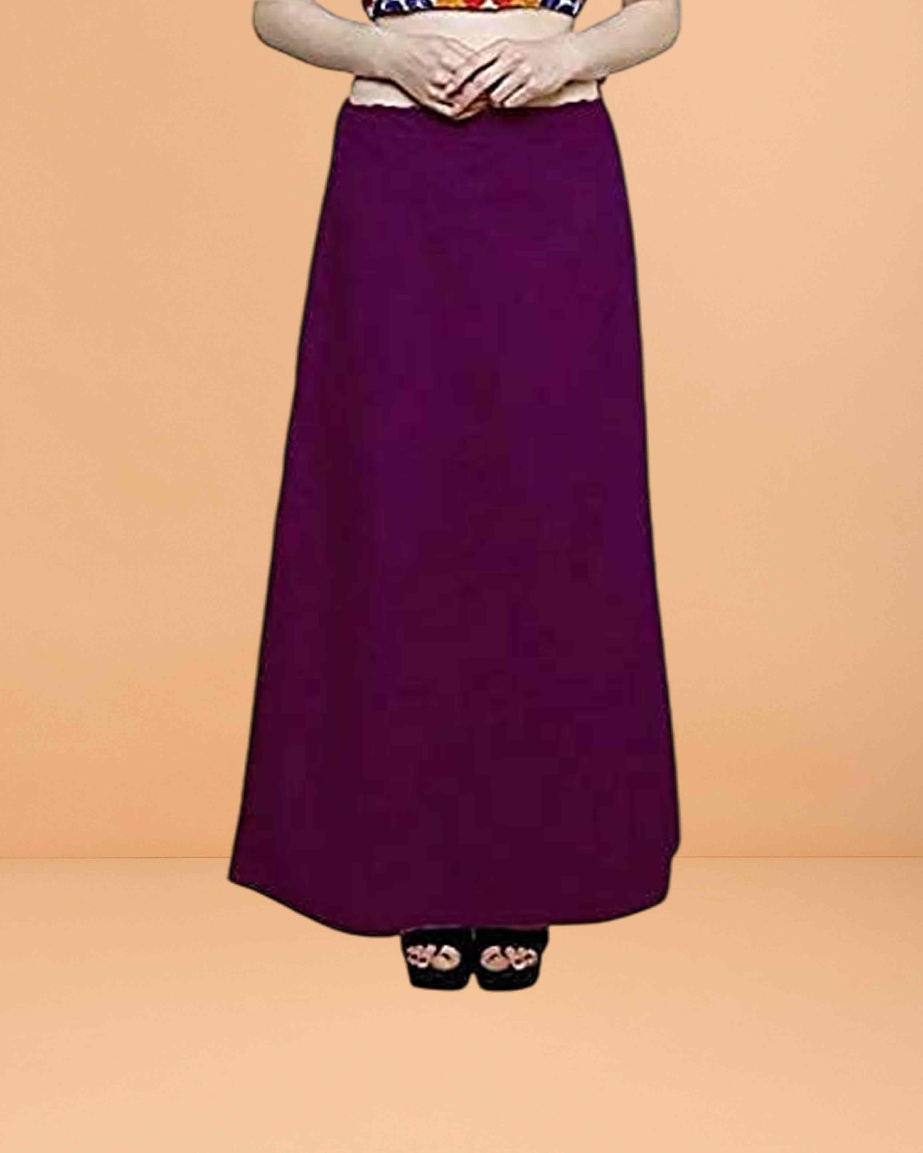 Pure Cotton Readymade Inskirt Saree Petticoat for Women's | Plain Solid Indian Readymade Inskirt Saree | Peticote Innerwear for Women Saree Petticoats - Wine