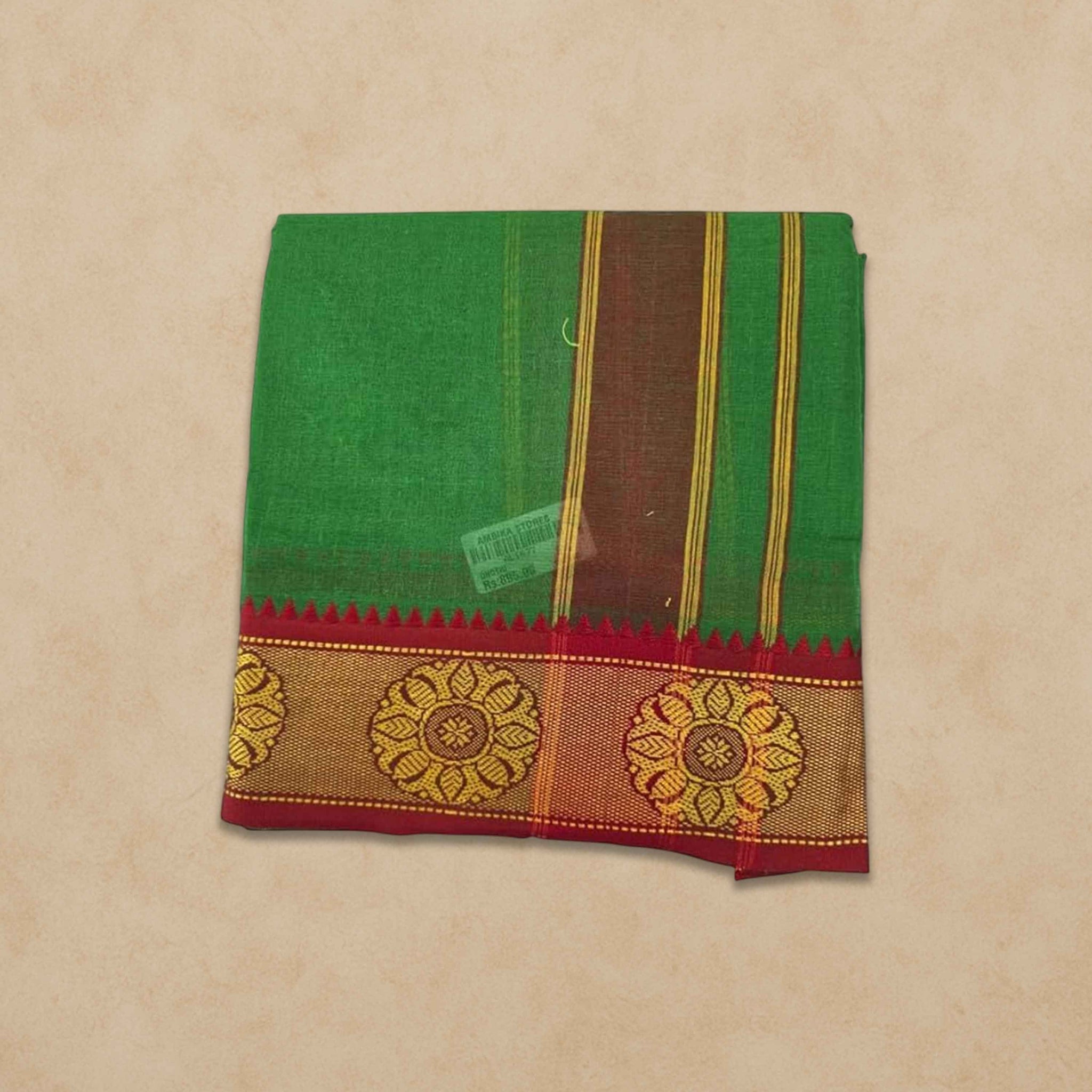 Men's Unbleached Cotton Panjakacham Dhoti & Towel Set | 9x5 Traditional Dhoti with Angavastram