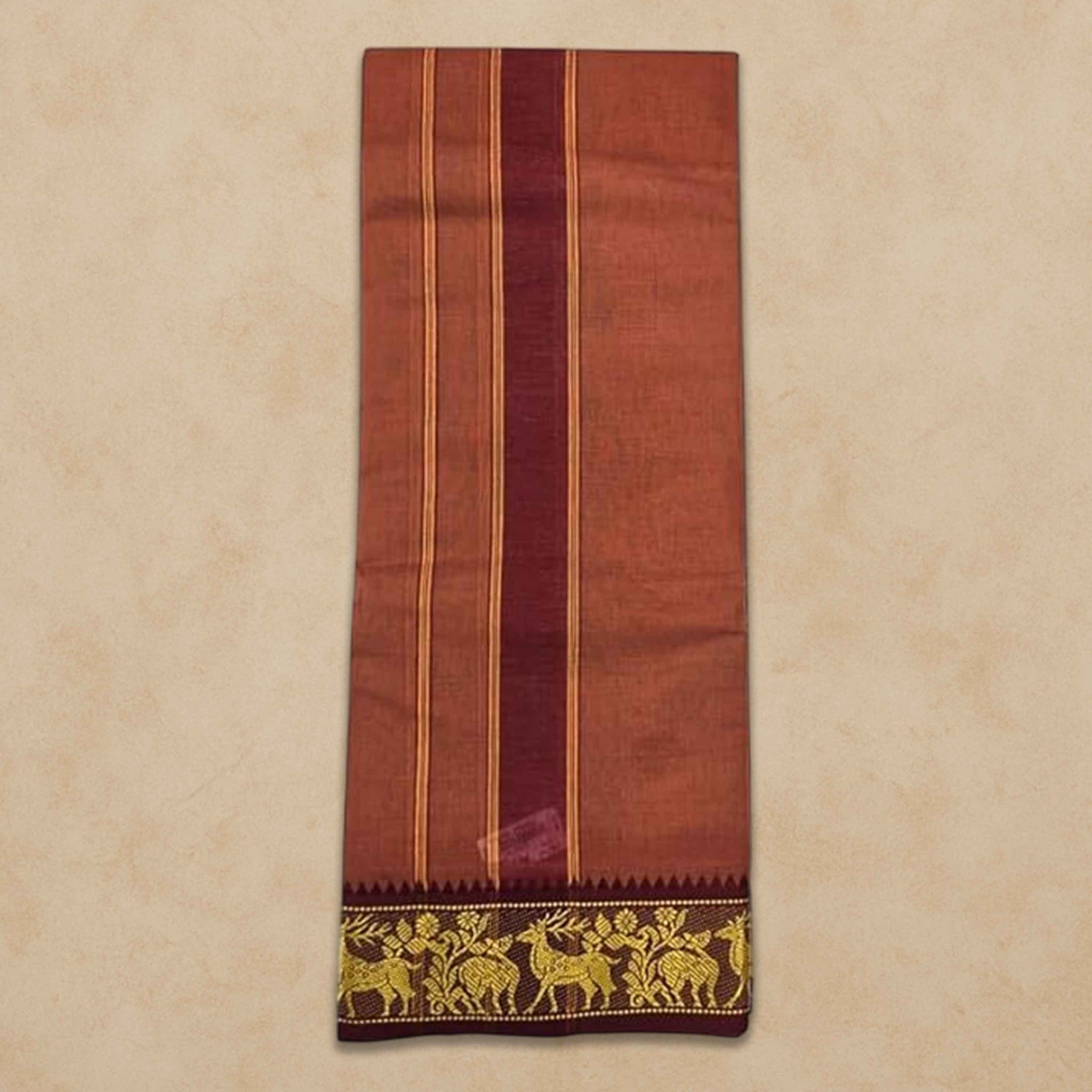 Men's Unbleached Cotton Panjakacham Dhoti & Towel Set | 9x5 Traditional Dhoti with Angavastram - Kavi