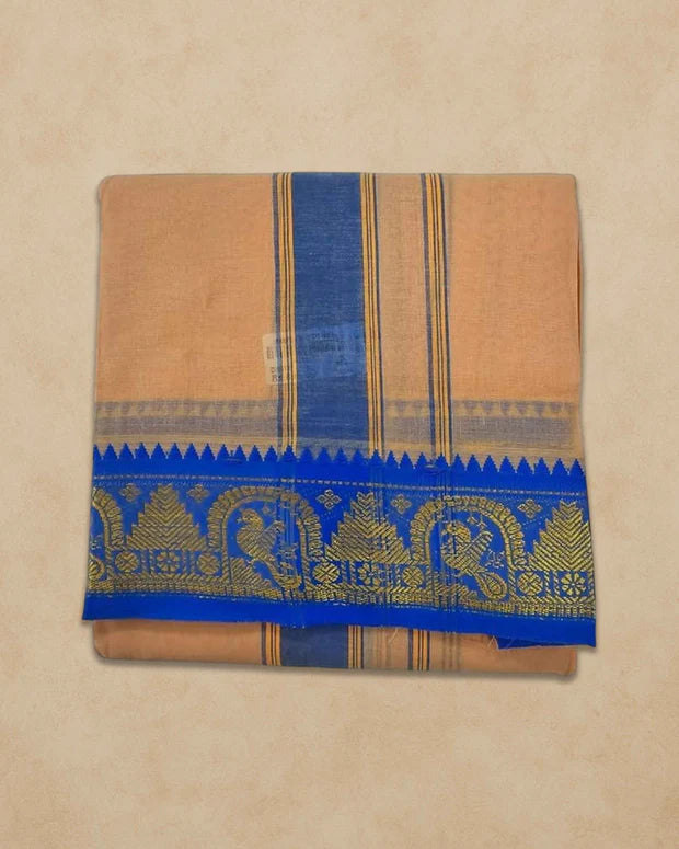 Men's Cotton Panjakacham Dhoti & Towel Set | 9x5 Traditional Dhoti with Angavastram | Light kavi