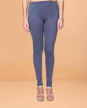 Ultra Soft Cotton Lycra Solid Regular and Plus Size 21 Colours Churidar Leggings for Women's and Girls - Grey