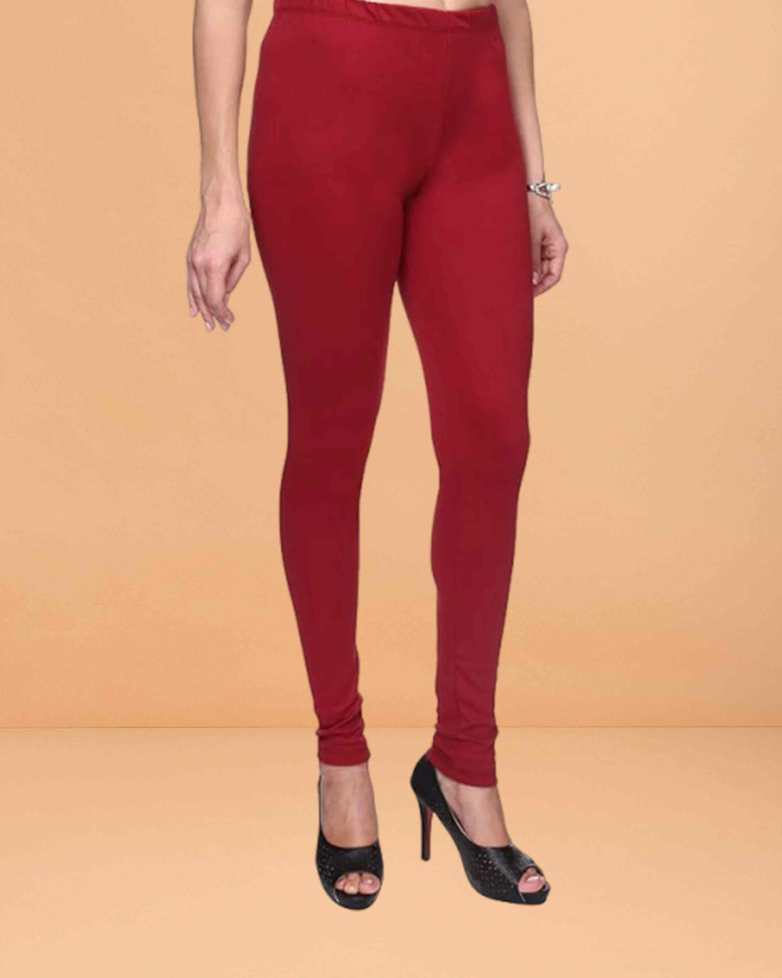 Ultra Soft Cotton Lycra Solid Regular and Plus Size 21 Colours Churidar Leggings for Women's and Girls - Maroon