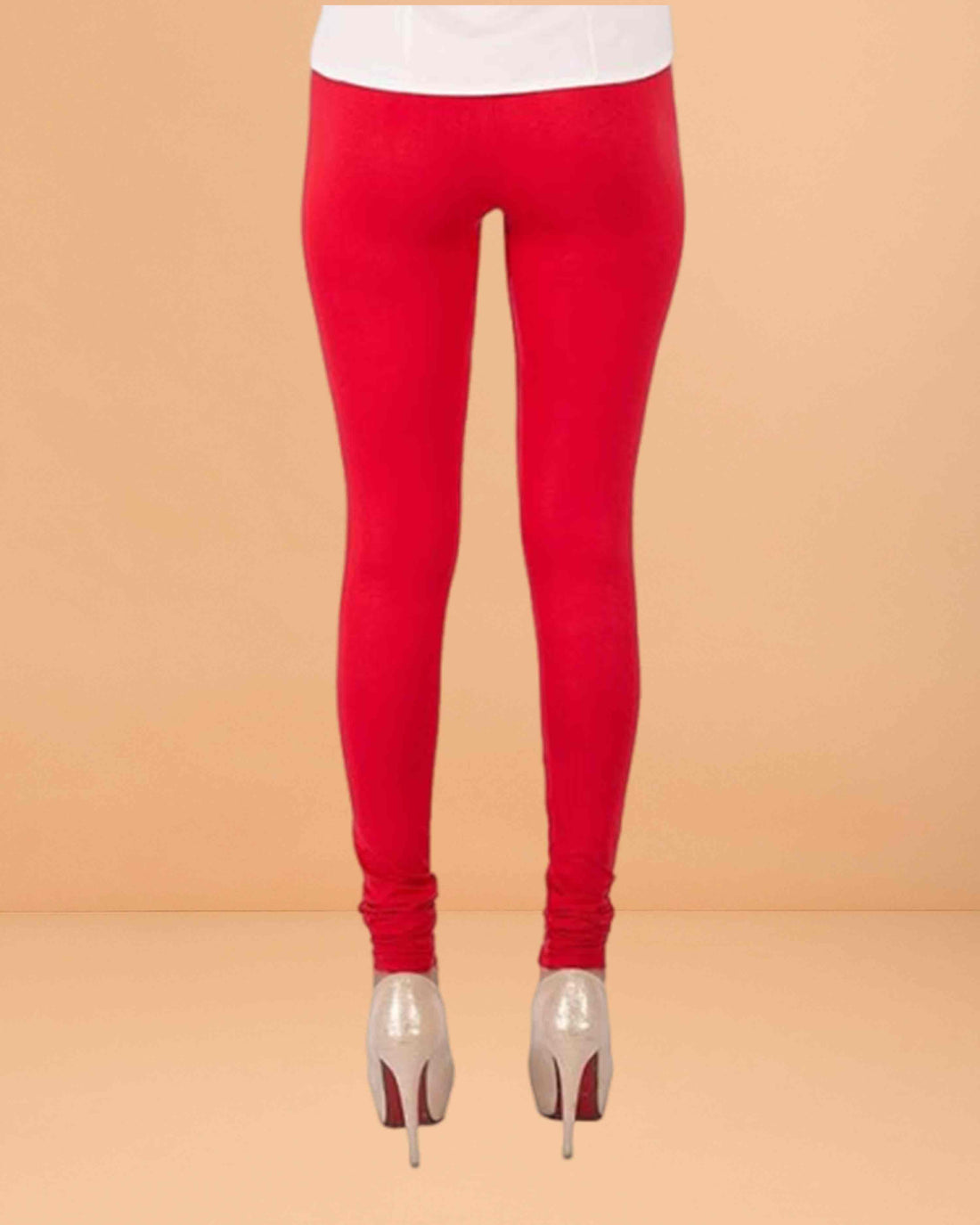Ultra Soft Cotton Lycra Solid Regular and Plus Size 21 Colours Churidar Leggings for Women's and Girls - Red