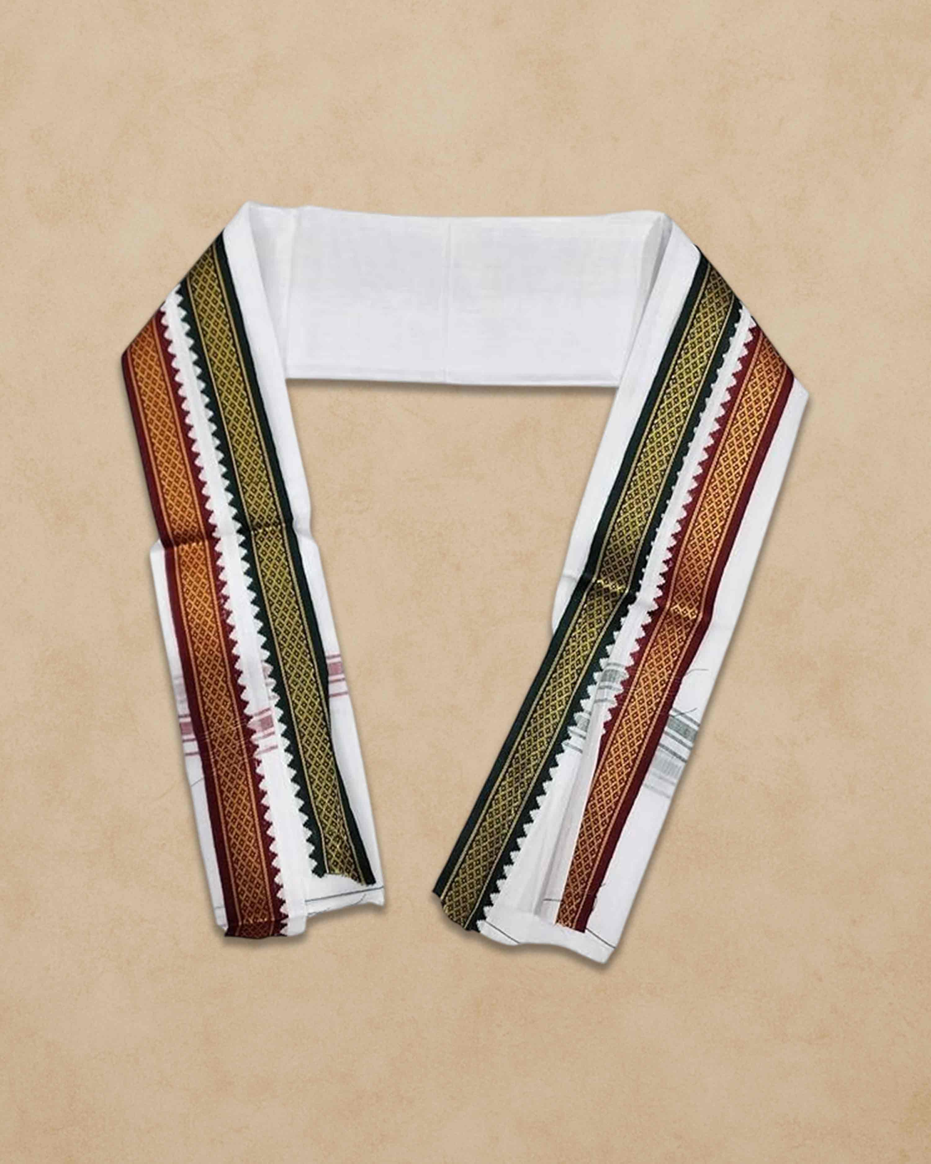 Mayilkan-Border-4 Mulam - MPS COTTON COOL 100% Cotton Dhoti 2.00 Mts Dhoti & Angavastam Towel Set (Pack of 2 Piece)