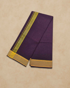 Cotton Color Dhotis for Men | Devotional or Temple Wear Dhoti | Mundu for Men | Padayappa Border Dhoti for Puja, Festivals, Religious and Casual Home Wear - Purple