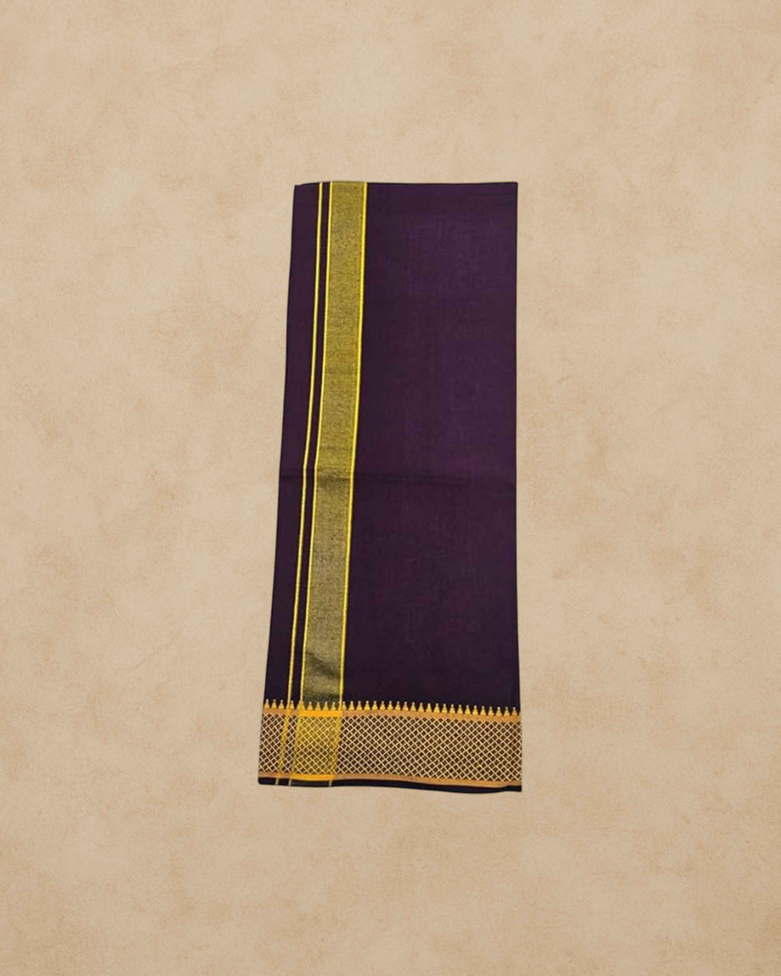 Cotton Color Dhotis for Men | Devotional or Temple Wear Dhoti | Mundu for Men | Padayappa Border Dhoti for Puja, Festivals, Religious and Casual Home Wear - Purple