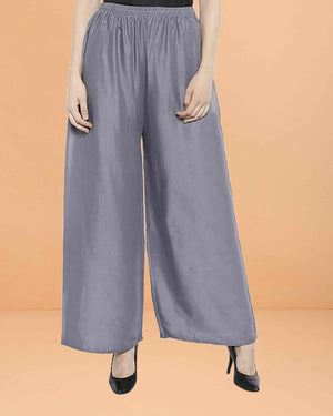 Go colors women's mid rise basic relaxed fit palazzo - Grey
