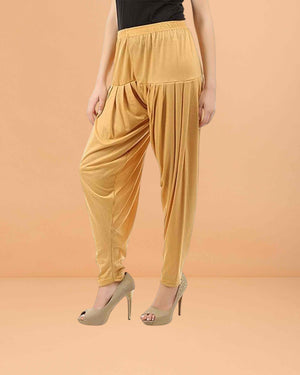 Women's Relaxed Fit Cotton Viscose Lycra Dhoti Patiyala Salwar Harem Bottoms Pants for Women's - Orange