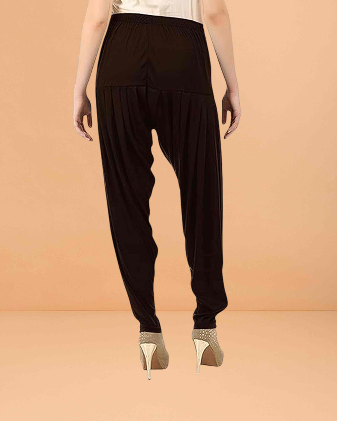 Women's Relaxed Fit Cotton Viscose Lycra Dhoti Patiyala Salwar Harem Bottoms Pants for Women's - Brown