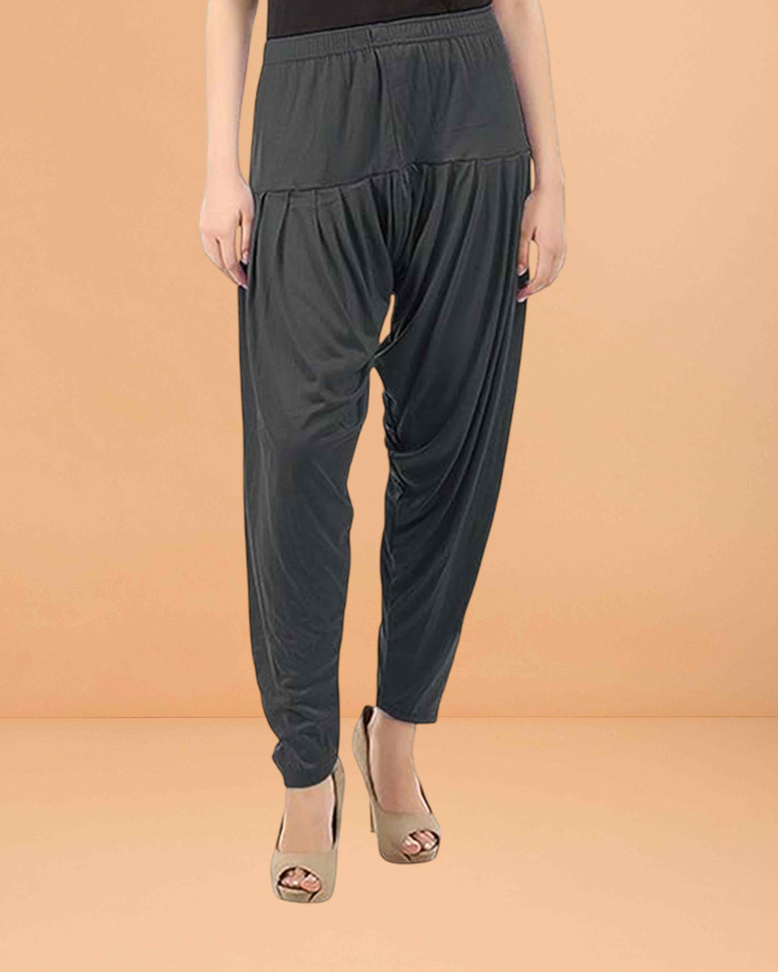 Women's Relaxed Fit Cotton Viscose Lycra Dhoti Patiyala Salwar Harem Bottoms Pants for Women's - Dark Grey