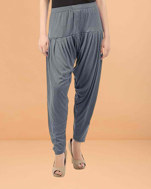 Women's Relaxed Fit Cotton Viscose Lycra Dhoti Patiyala Salwar Harem Bottoms Pants for Women's - Grey