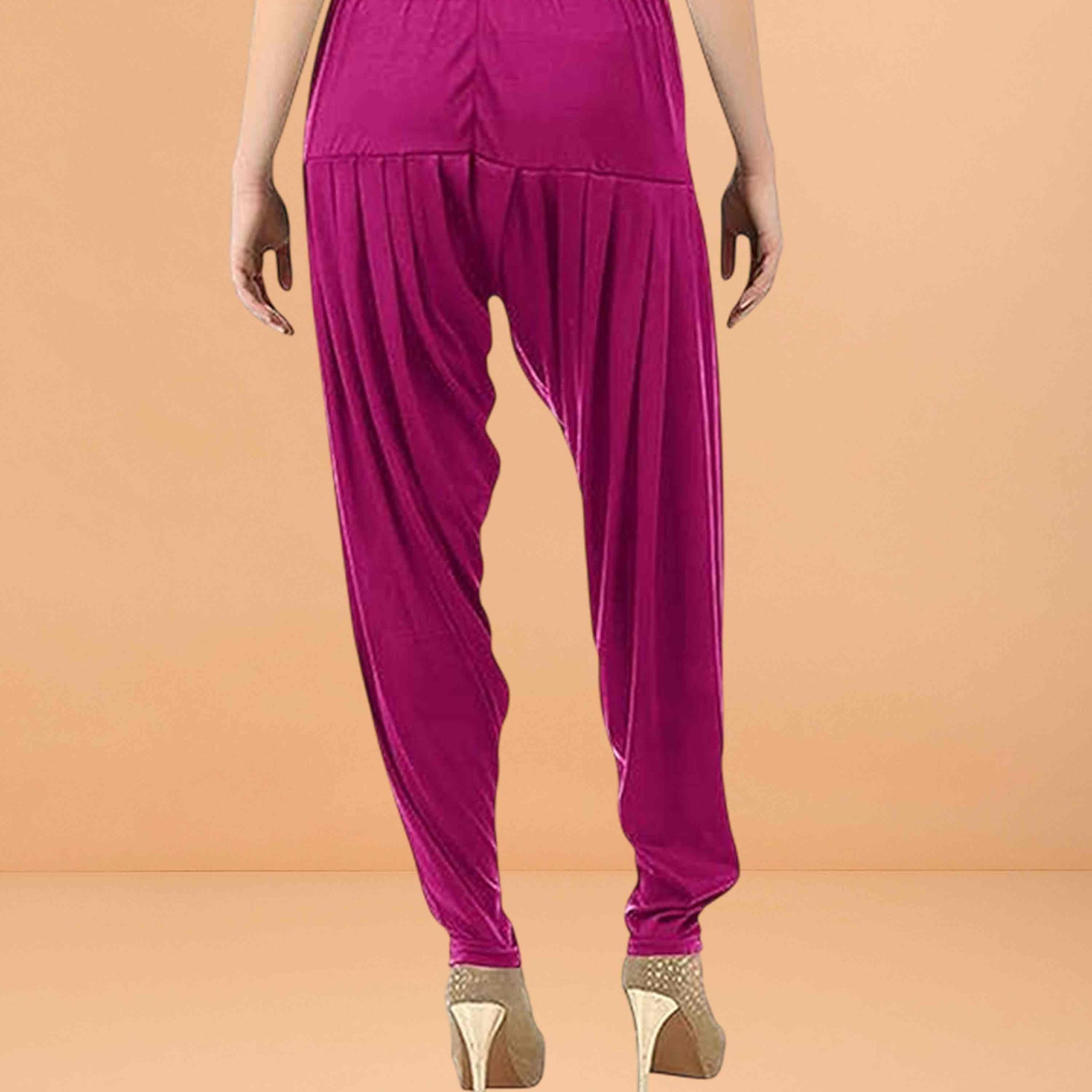Women's Relaxed Fit Cotton Viscose Lycra Dhoti Patiyala Salwar Harem Bottoms Pants for Women's - Purple