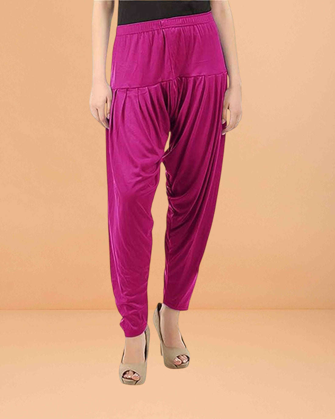 Women's Relaxed Fit Cotton Viscose Lycra Dhoti Patiyala Salwar Harem Bottoms Pants for Women's - Purple