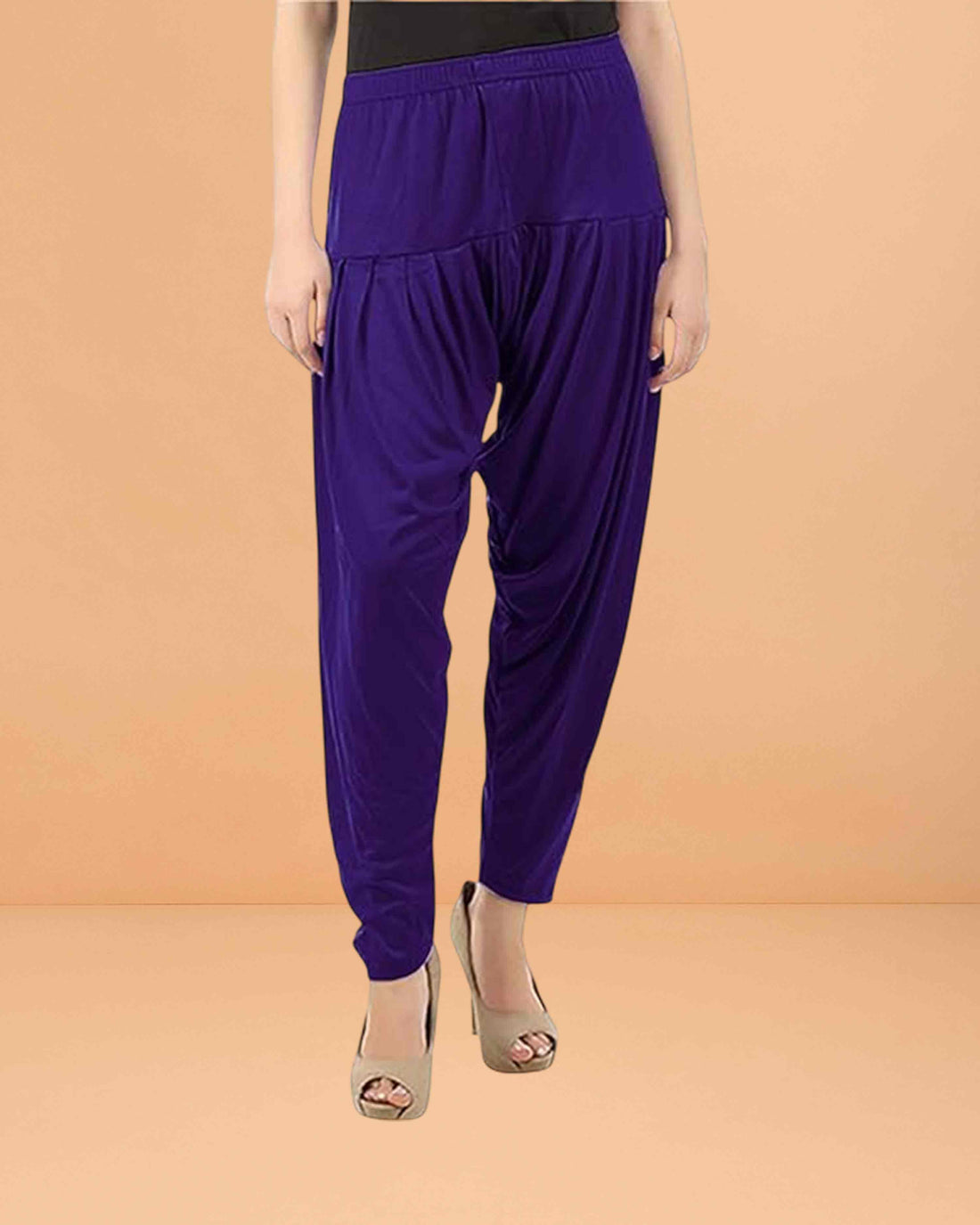 Women's Relaxed Fit Cotton Viscose Lycra Dhoti Patiyala Salwar Harem Bottoms Pants for Women's - Violet