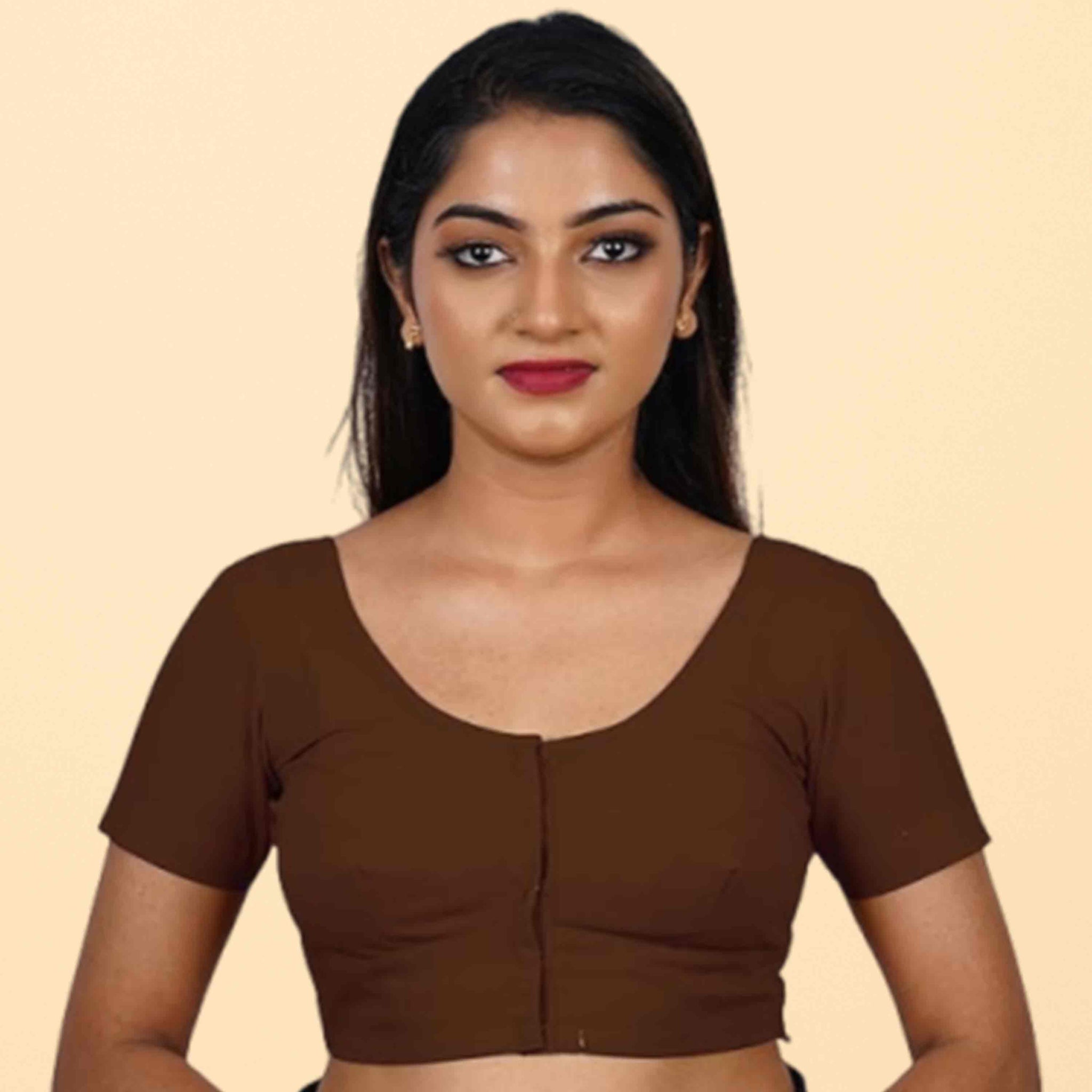 Women's Stylish Round Neck Cotton Comfortable - Coffee Brown