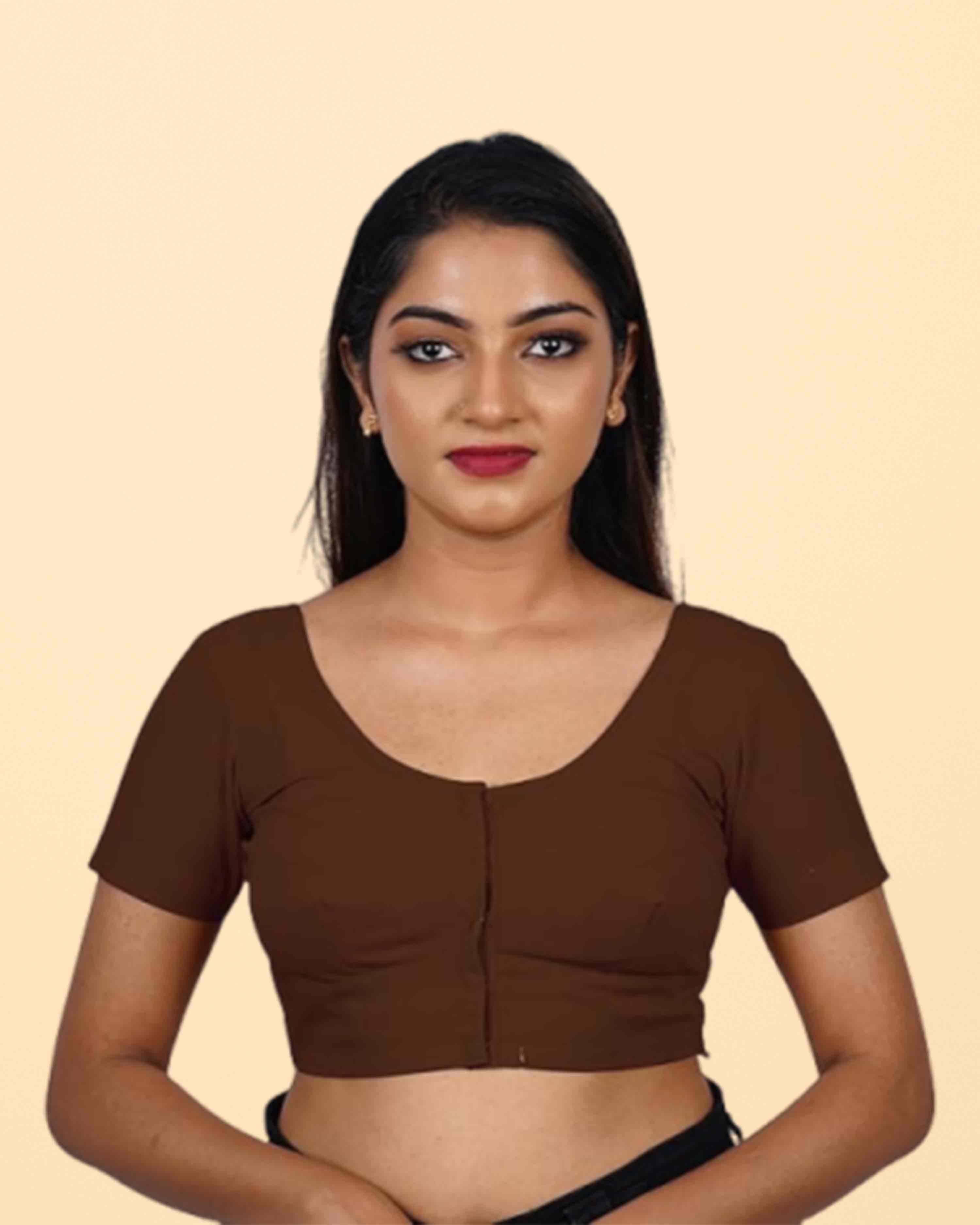Women's Stylish Round Neck Cotton Comfortable - Coffee Brown
