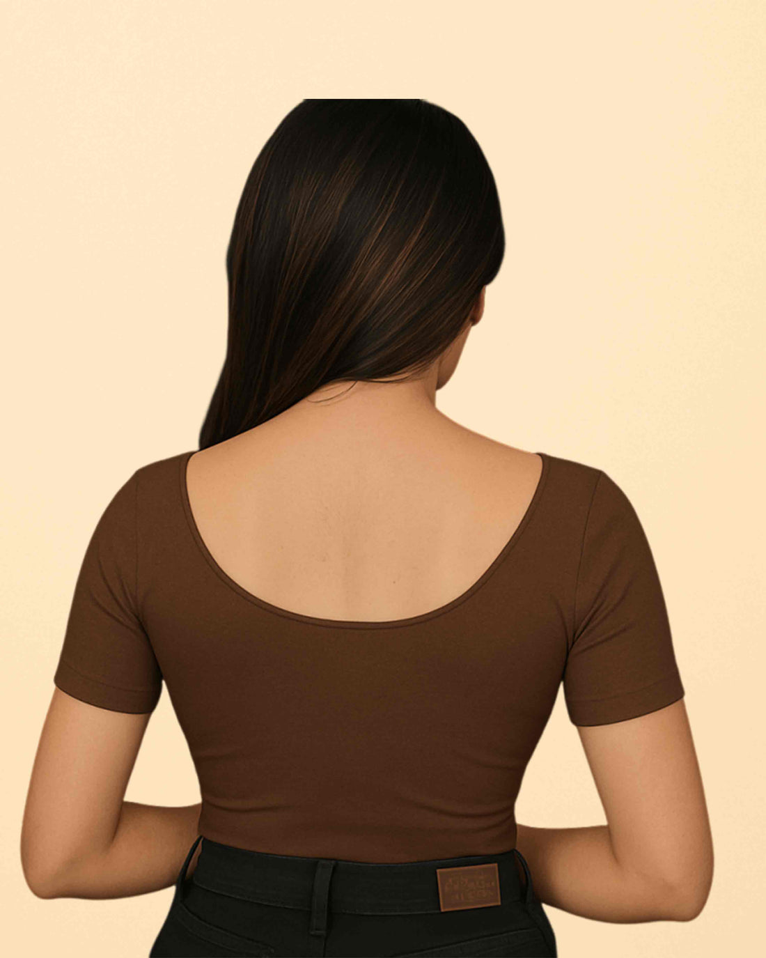 Women's Stylish Round Neck Cotton Comfortable - Coffee Brown