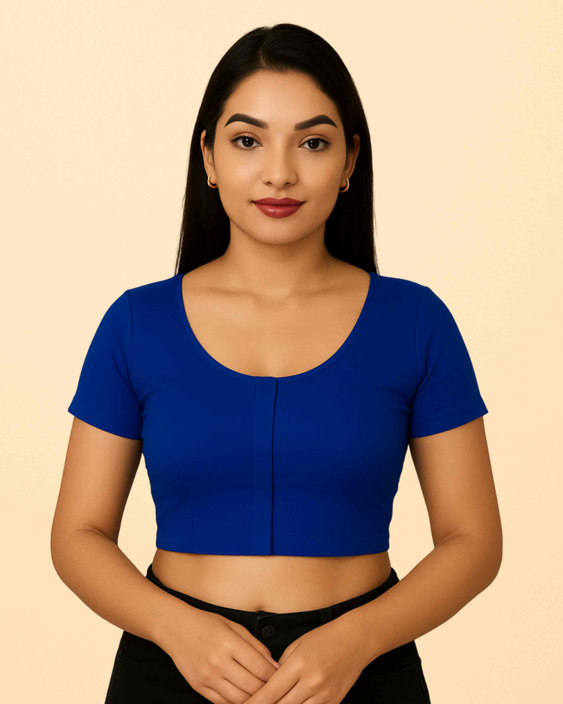 Women's 100% Cotton Plain Readymade 2by2 Stitched Short Sleeves Blouse ll Saree Regular Wear Blouse,  (COMBO OF 2)