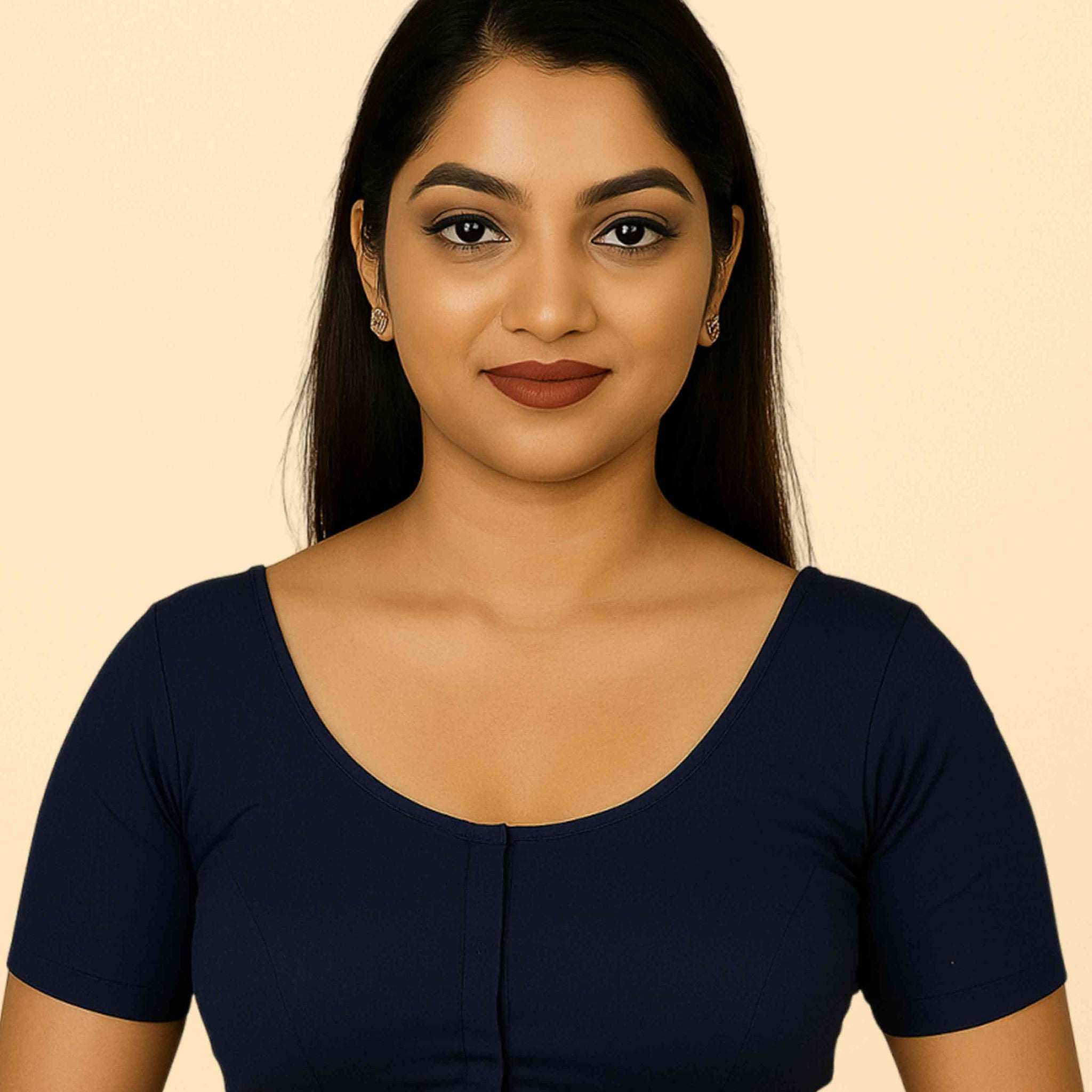 Women's Stylish Round Neck Cotton Comfortable - Navy blue
