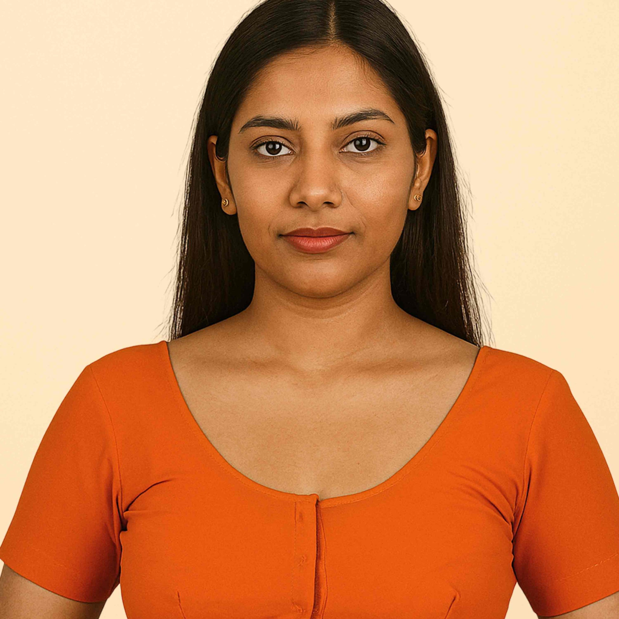Women's Stylish Round Neck Cotton Comfortable - Orange