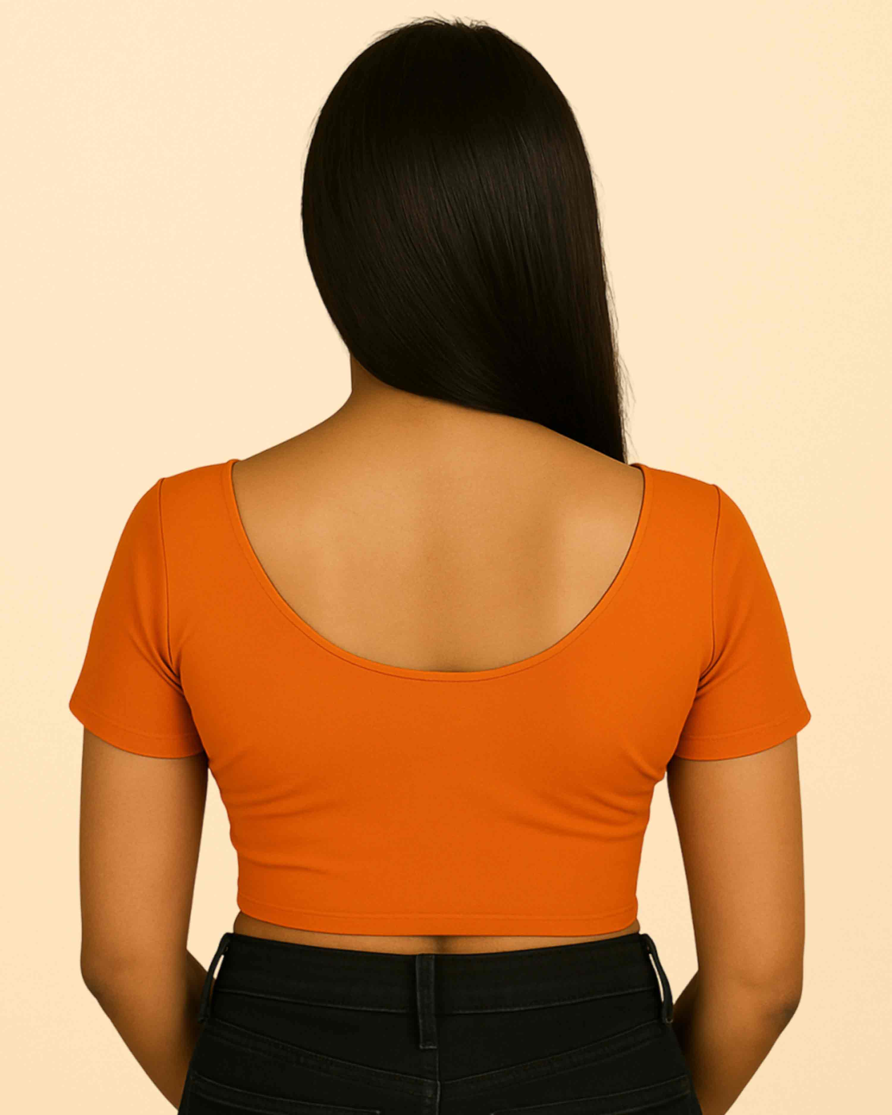 Women's Stylish Round Neck Cotton Comfortable - Orange