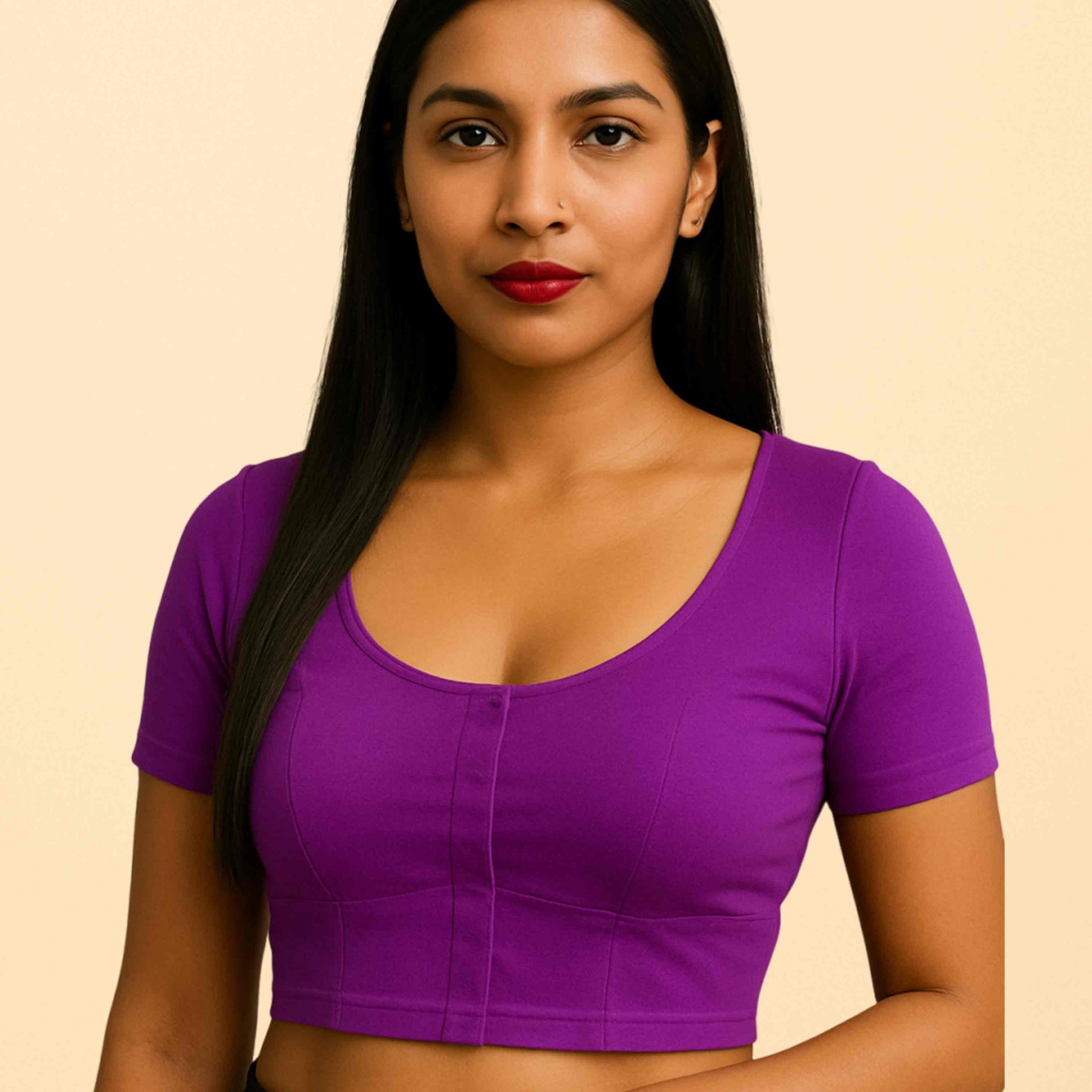 Women's Stylish Round Neck Cotton Comfortable - Purple