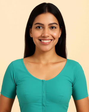 Women's Stylish Round Neck Cotton Comfortable - Sky blue