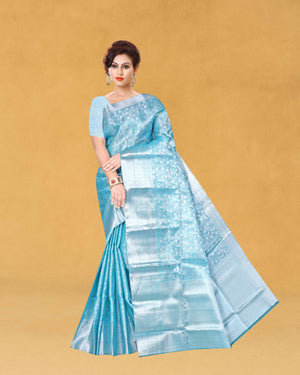 Women's Banarasi Traditional Tissue Saree - Preethi Blue