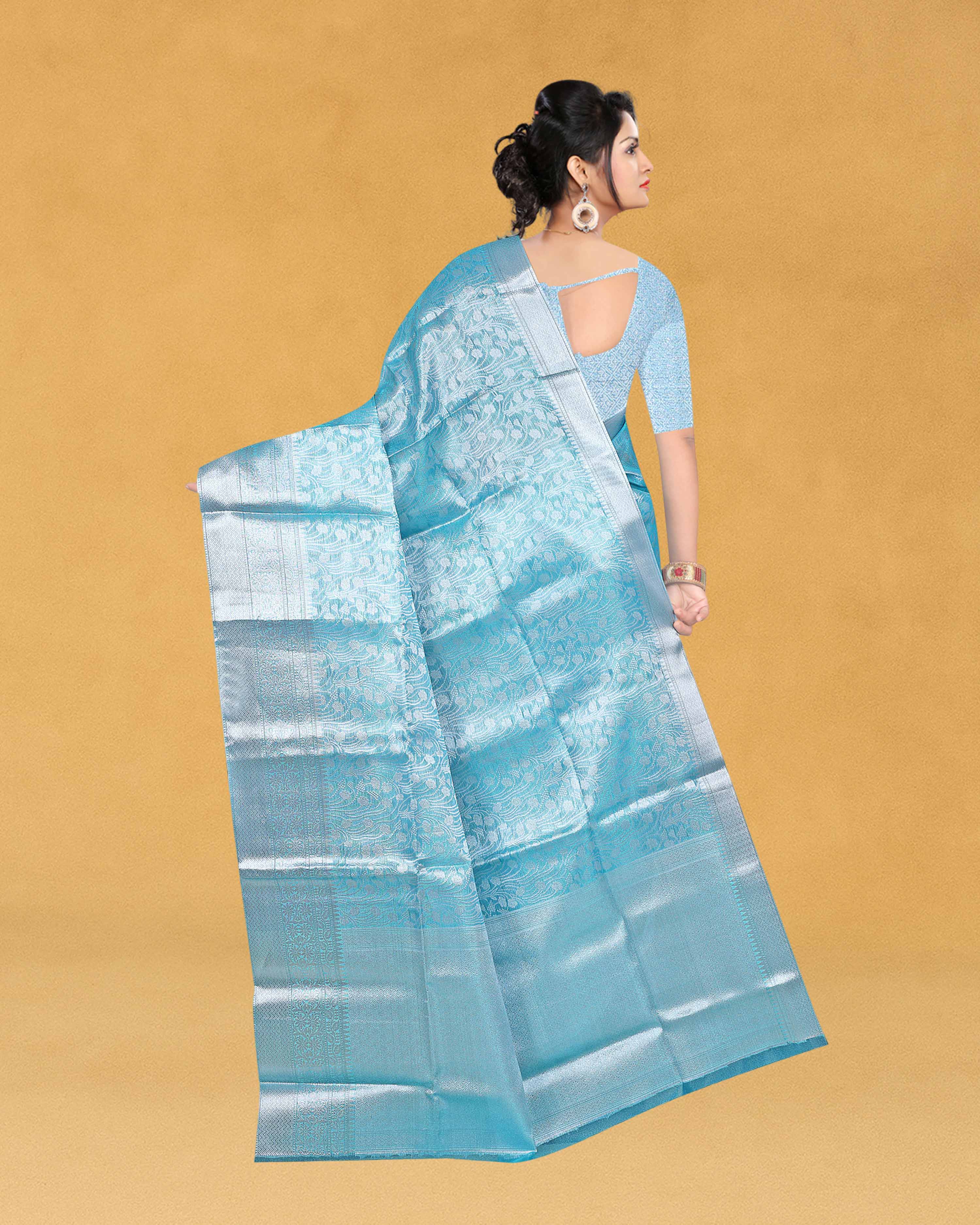 Women's Banarasi Traditional Tissue Saree - Preethi Blue
