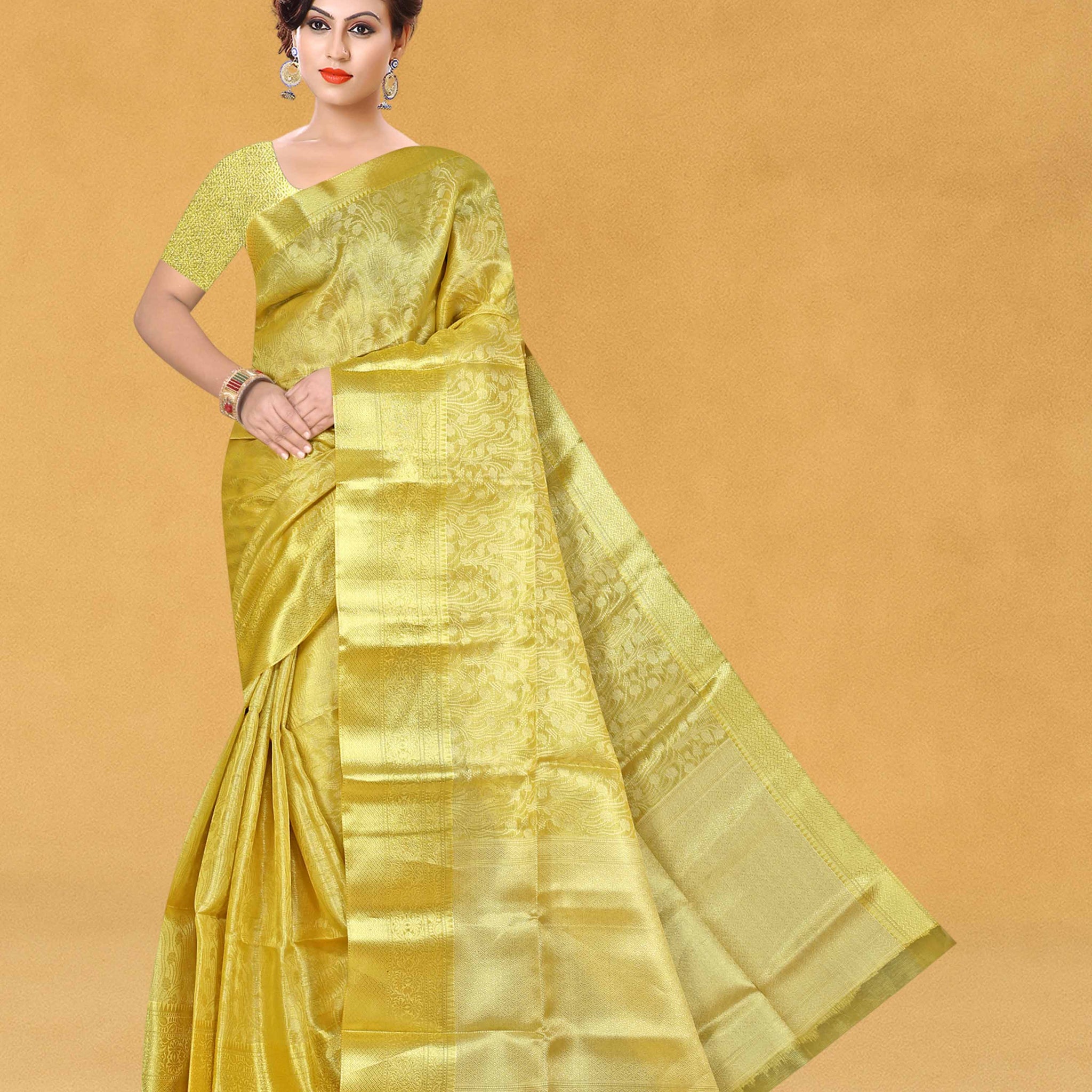 Women’s Banaras Tissue Silk gold zari saree with blouse