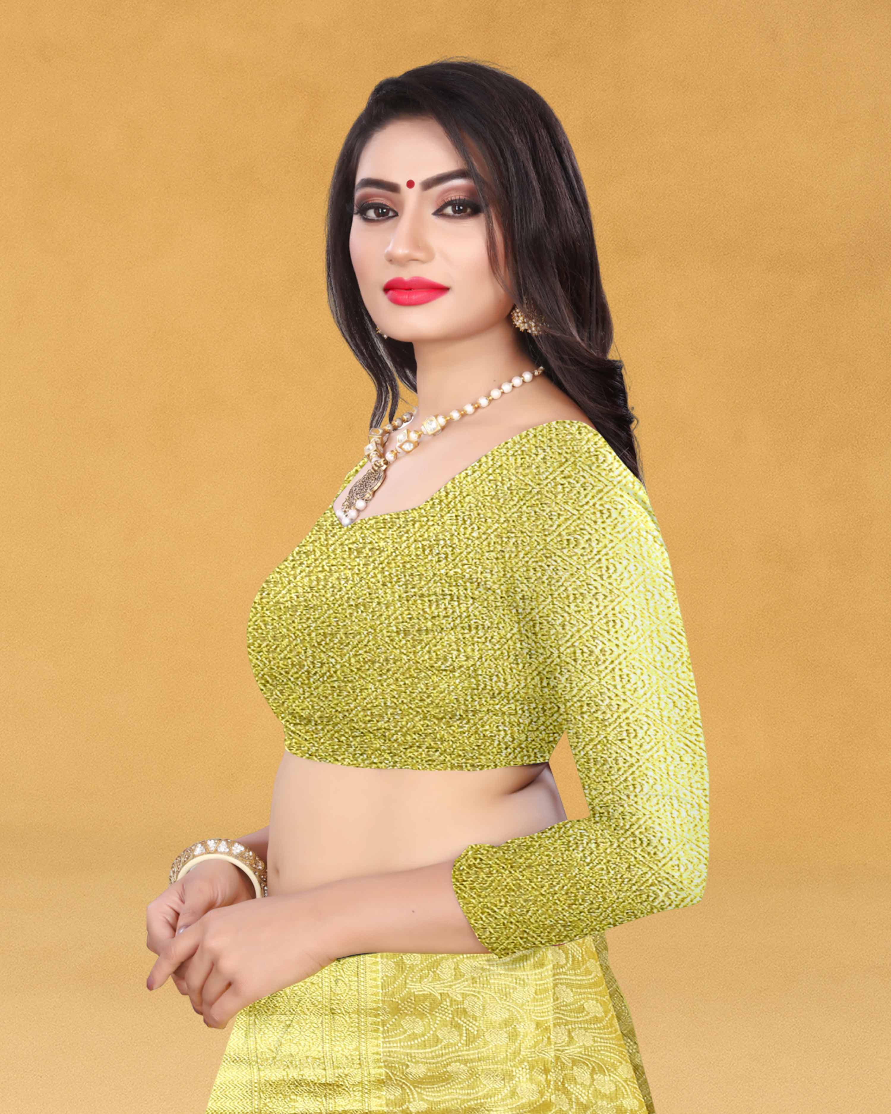 Women’s Banaras Tissue Silk gold zari saree with blouse