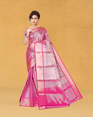 Women's Banarasi Traditional Tissue Saree - Pink