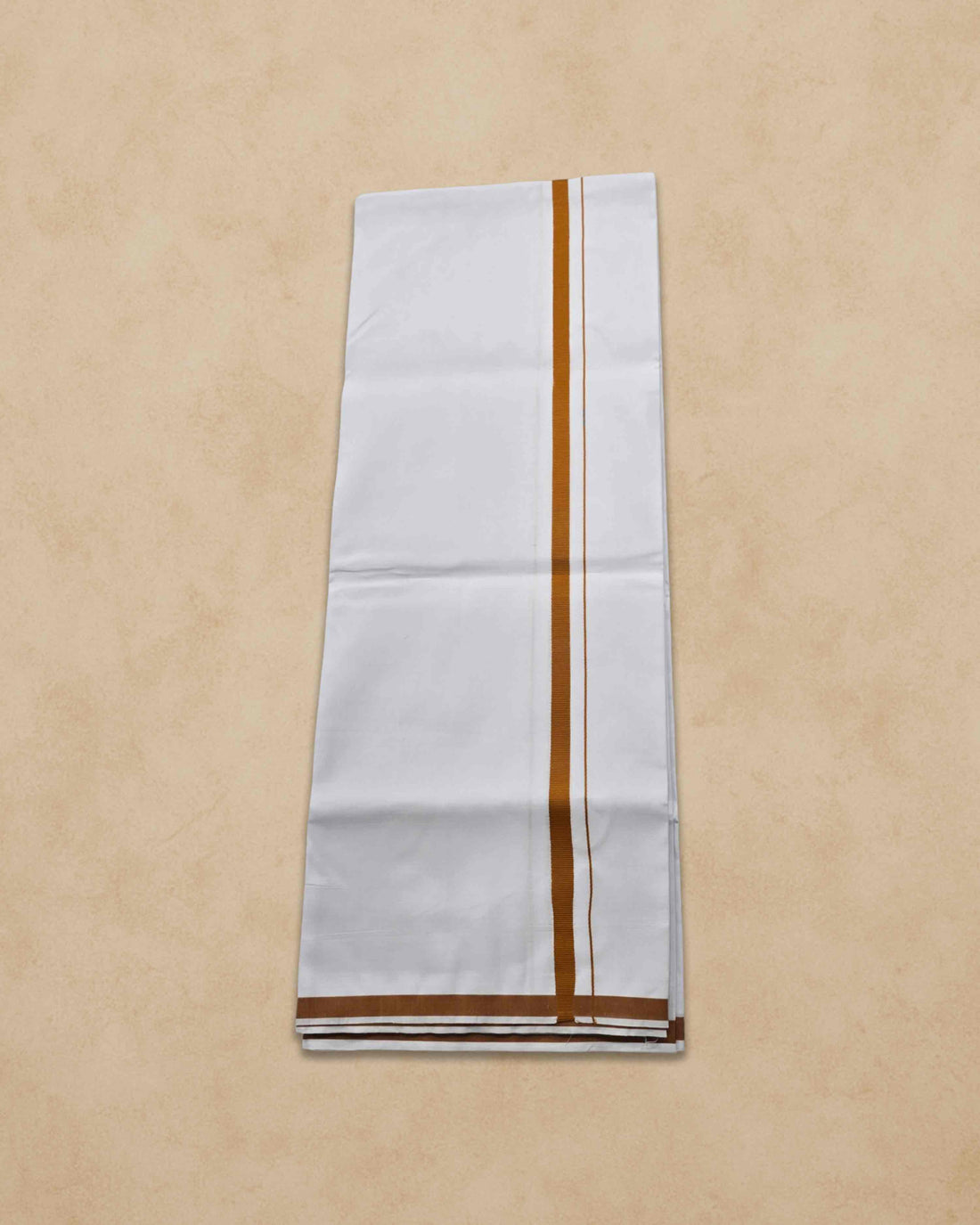 Pure Cotton White Dhoti With Colour Big Border for Men's | Dhoti for Pooja, Weddings and Other Festive Occasions - Brown