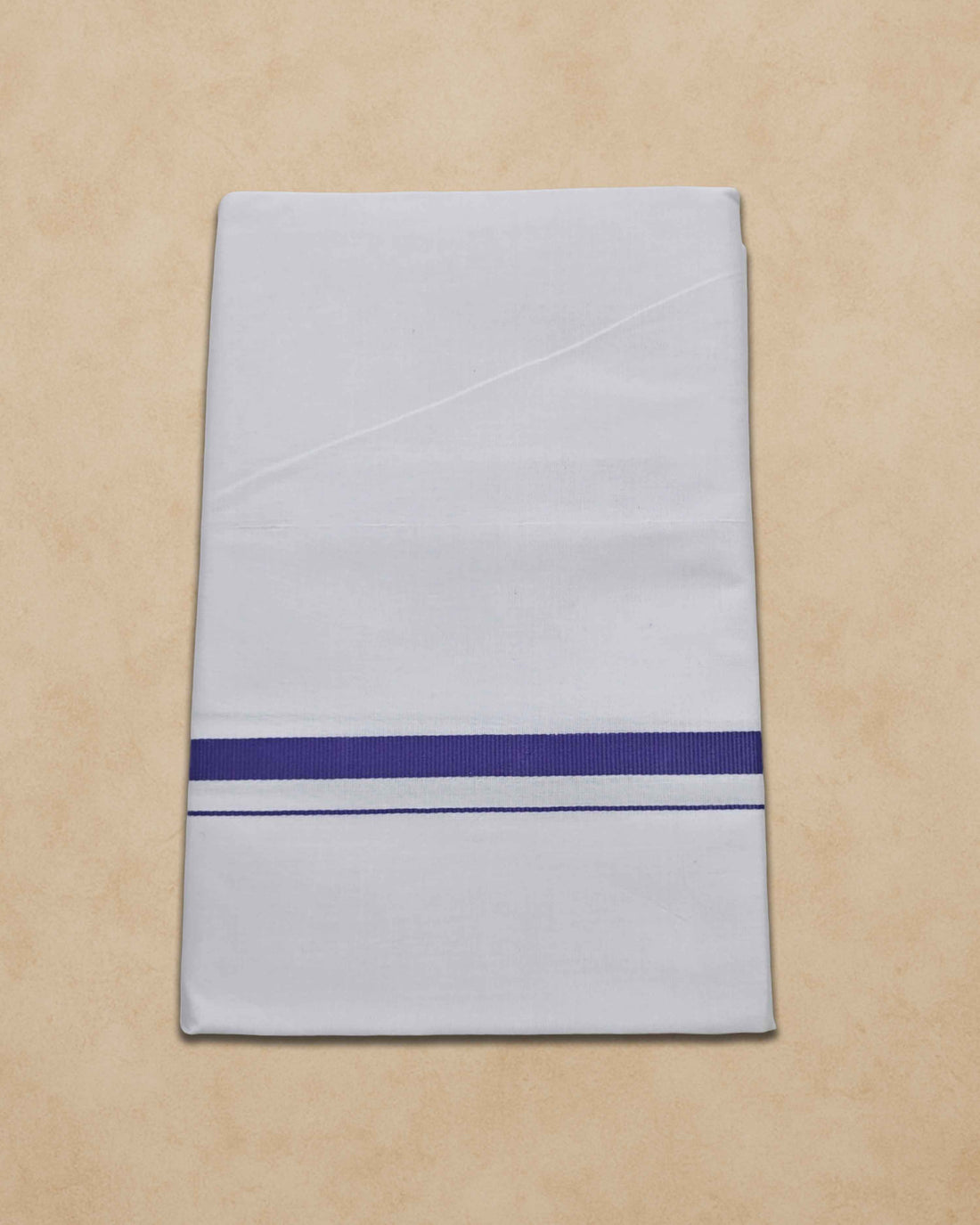 Pure Cotton White Dhoti With Colour Border For Men's | Dhoti For Pooja, Weddings And Other Festive Occasions - Ink Blue