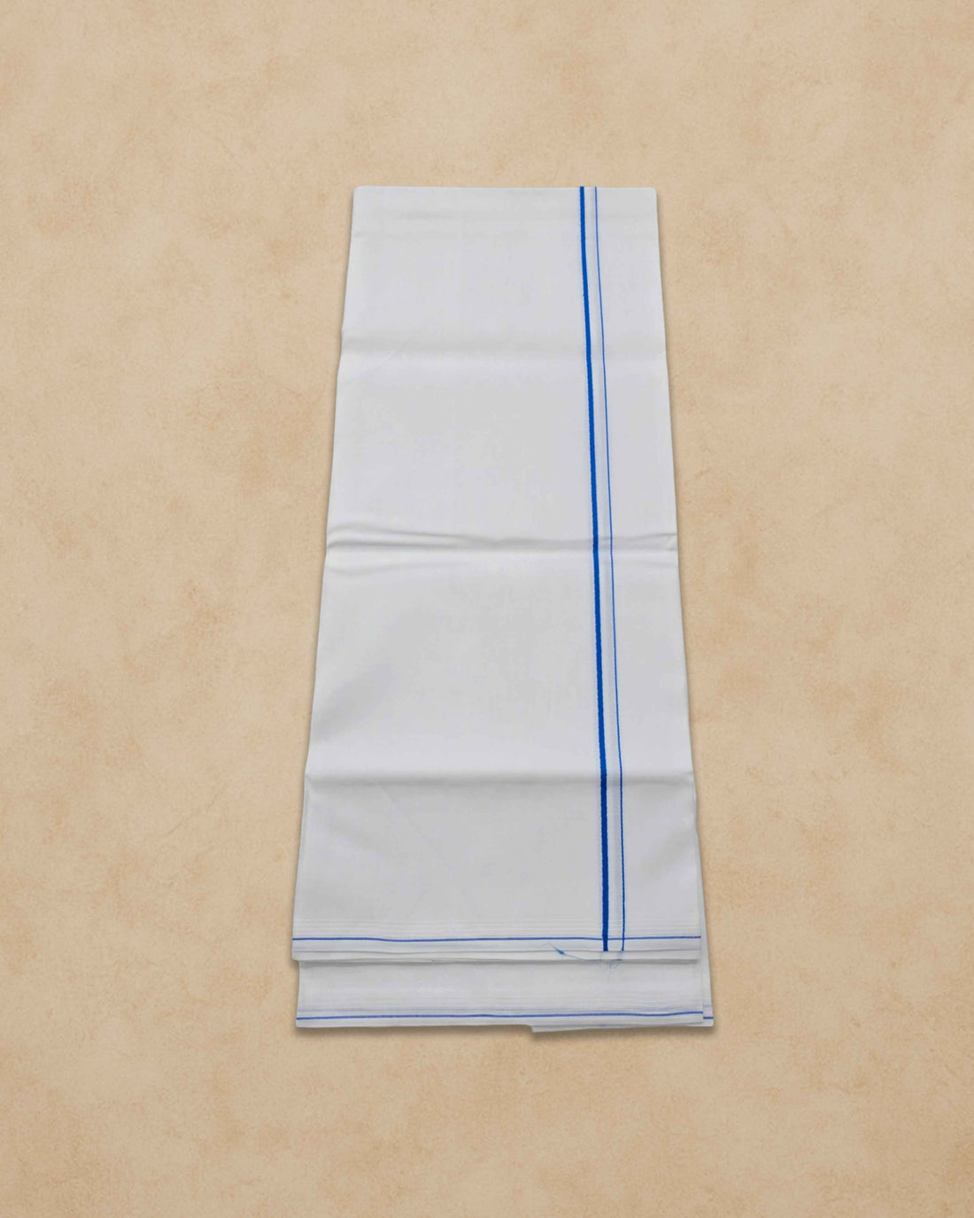 Pure Cotton White Dhoti With Colour small Border for Men's | Dhoti for Pooja, Weddings and Other Festive Occasions - Light blue