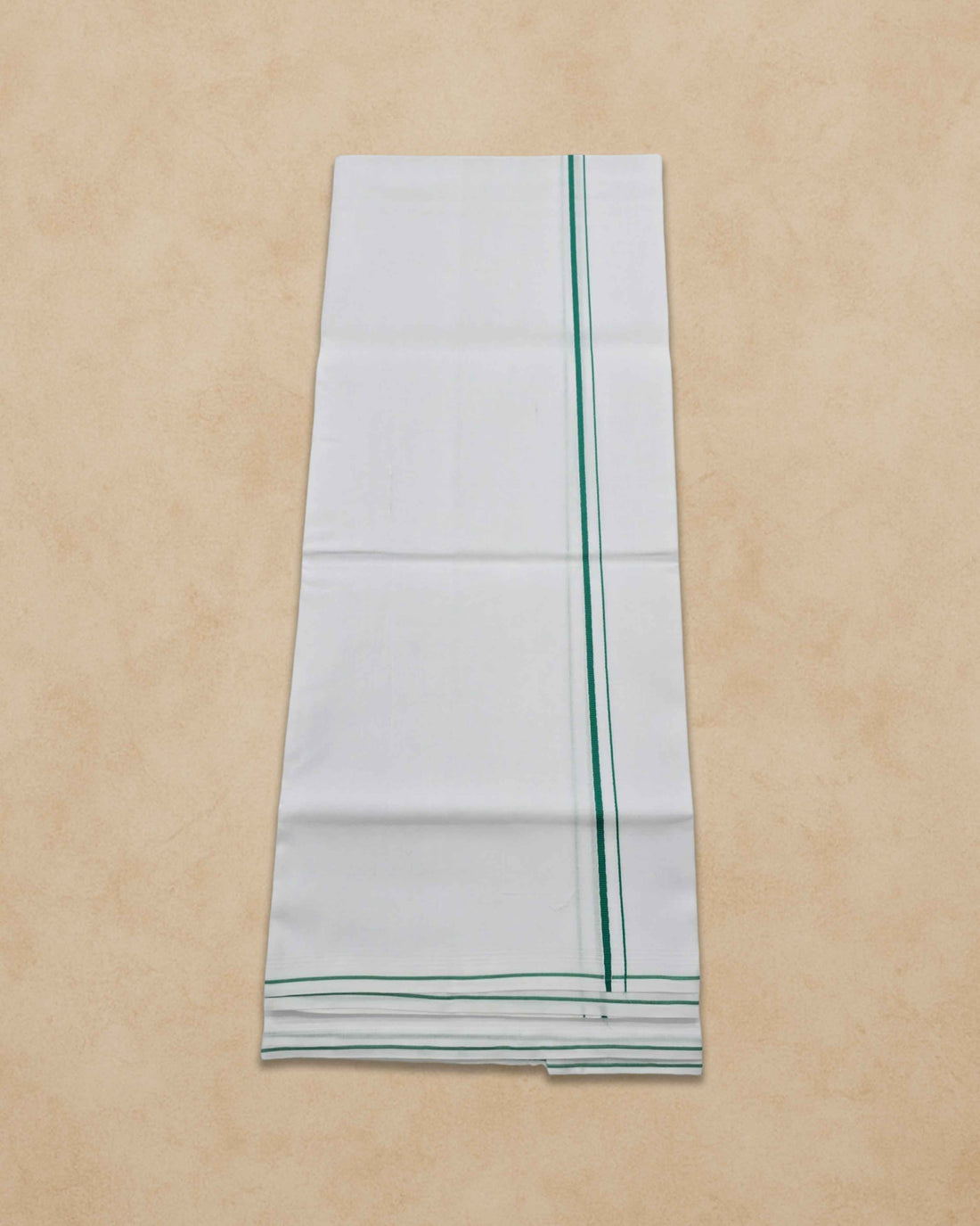 Pure Cotton White Dhoti With Colour small Border for Men's | Dhoti for Pooja, Weddings and Other Festive Occasions - Light green
